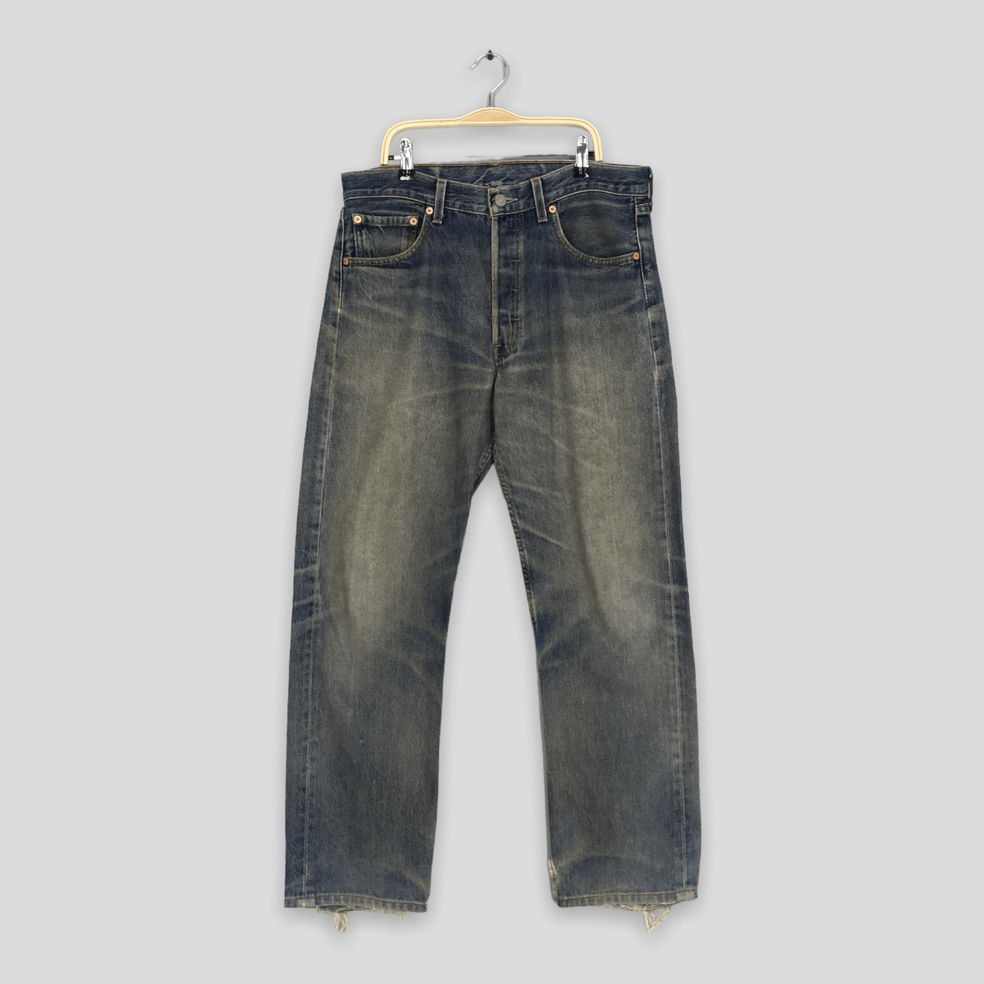 image of Distressed Denim x Levis Size 31X29 Vintage Levi's 501 Faded Distressed Jeans in Blue, Men's