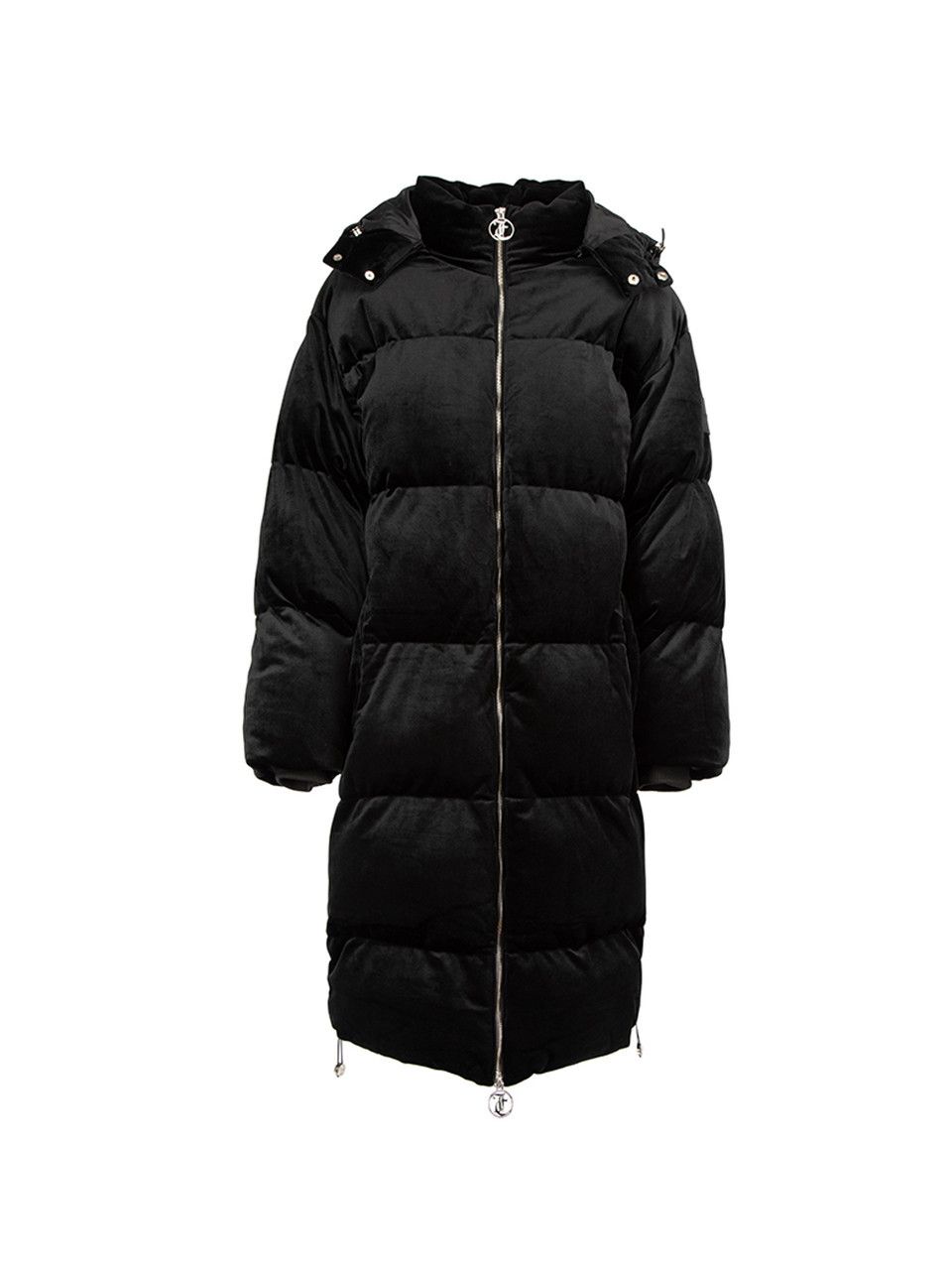 Juicy Couture Black Velour Longline Zip Up Puffer Jacket Grailed