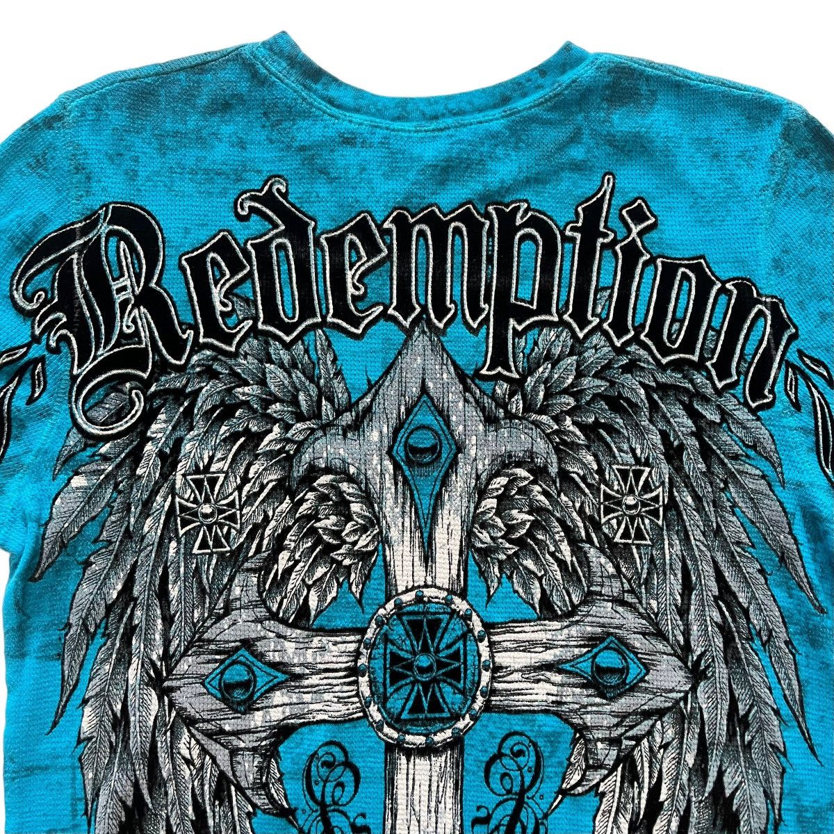 Affliction × Vintage Raw State Cross Wing Cyber Y2K Thermal Style Long Sleeve Size US S / EU 44-46 / 1 - 4 Thumbnail