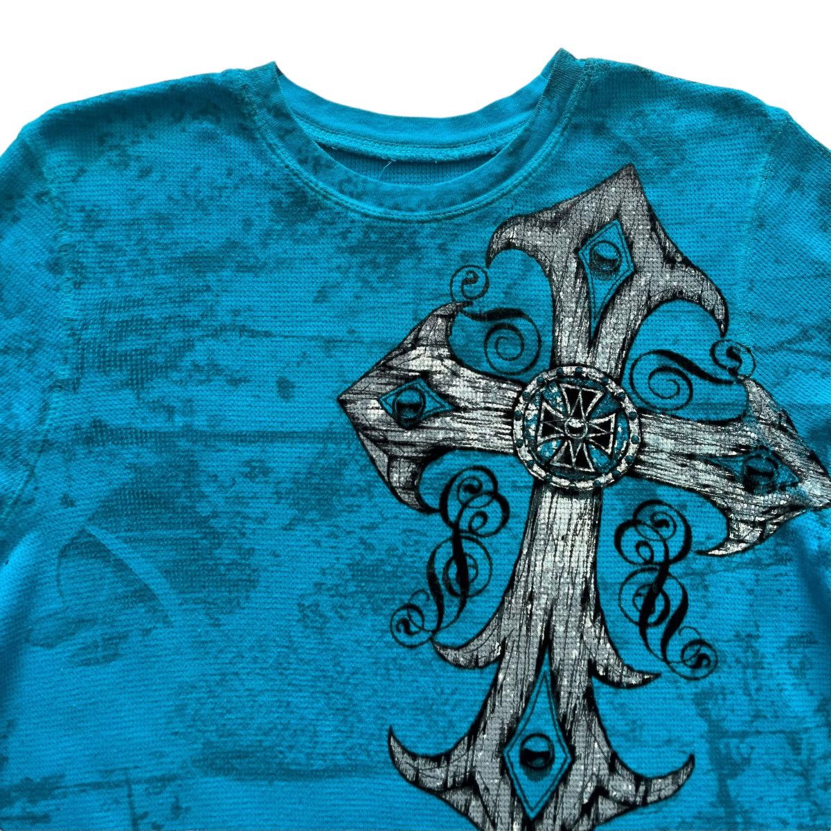 Affliction × Vintage Raw State Cross Wing Cyber Y2K Thermal Style Long Sleeve Size US S / EU 44-46 / 1 - 3 Thumbnail