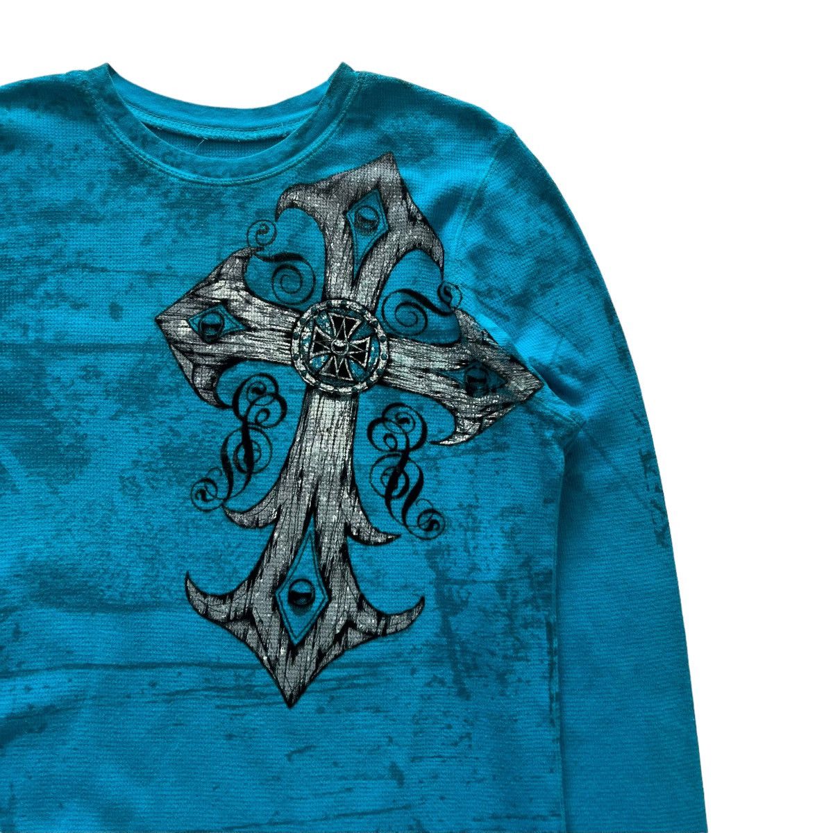 Affliction × Vintage Raw State Cross Wing Cyber Y2K Thermal Style Long Sleeve Size US S / EU 44-46 / 1 - 2 Thumbnail