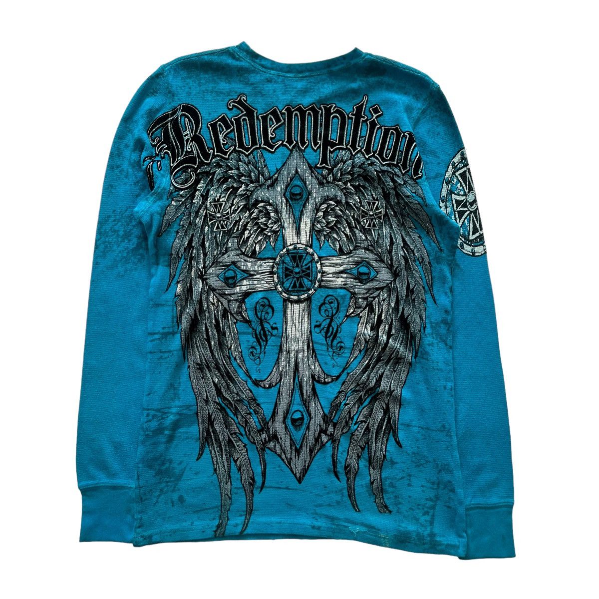 Affliction × Vintage Raw State Cross Wing Cyber Y2K Thermal Style Long Sleeve Size US S / EU 44-46 / 1 - 5 Thumbnail