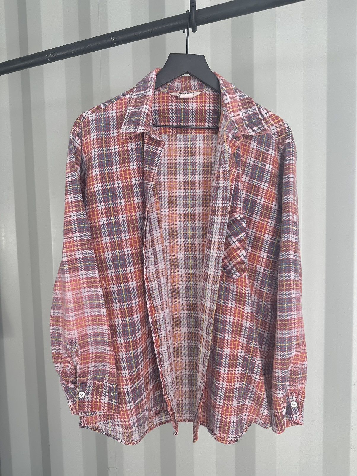 Image of Vintage Sun Faded Flannel in Orange, Men's (Size XL)