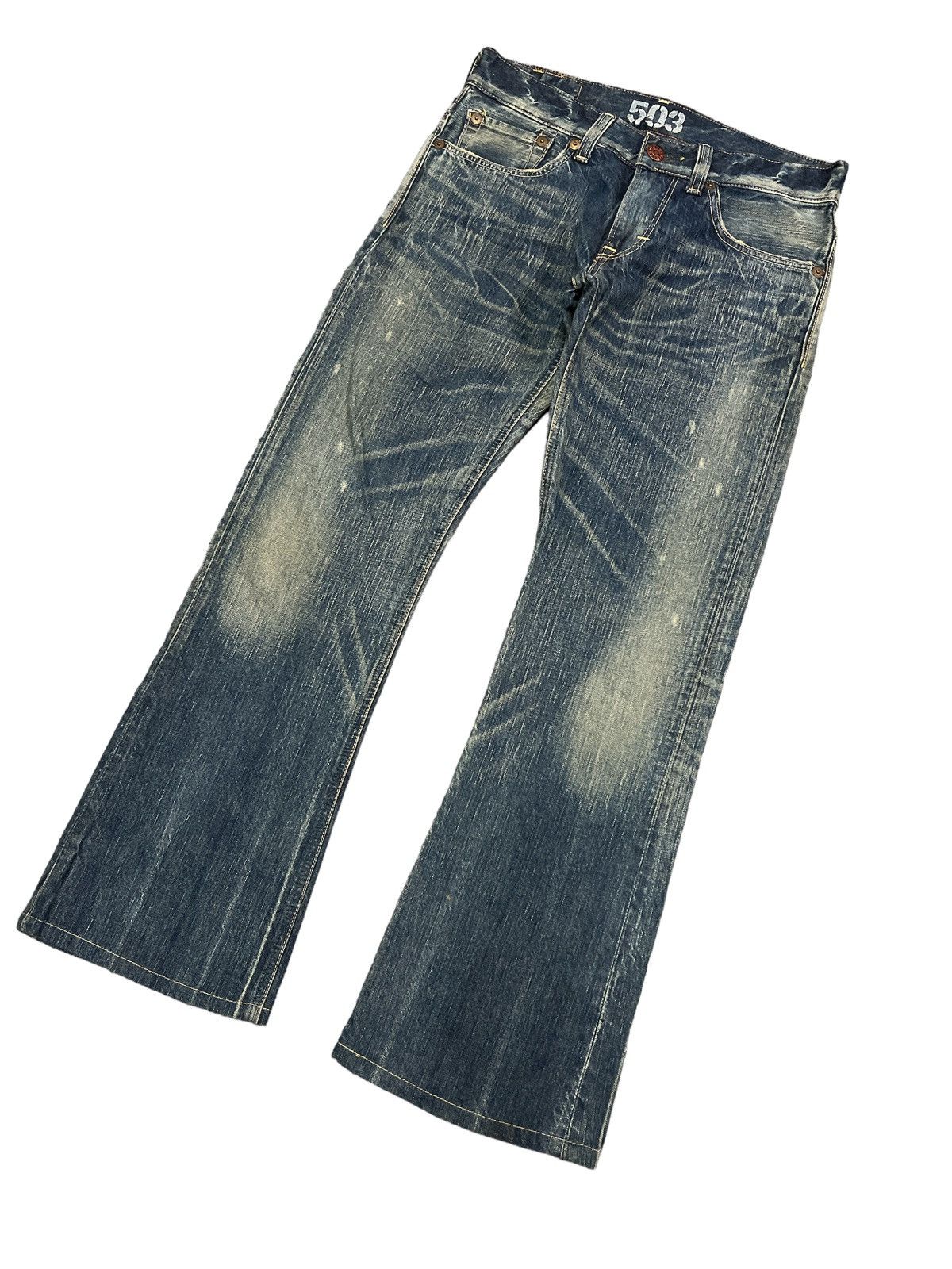 Japanese Brand FLARED💥EDWIN 503 DISTRESSED DENIM PANT Size US 30 / EU 46 - 5 Thumbnail