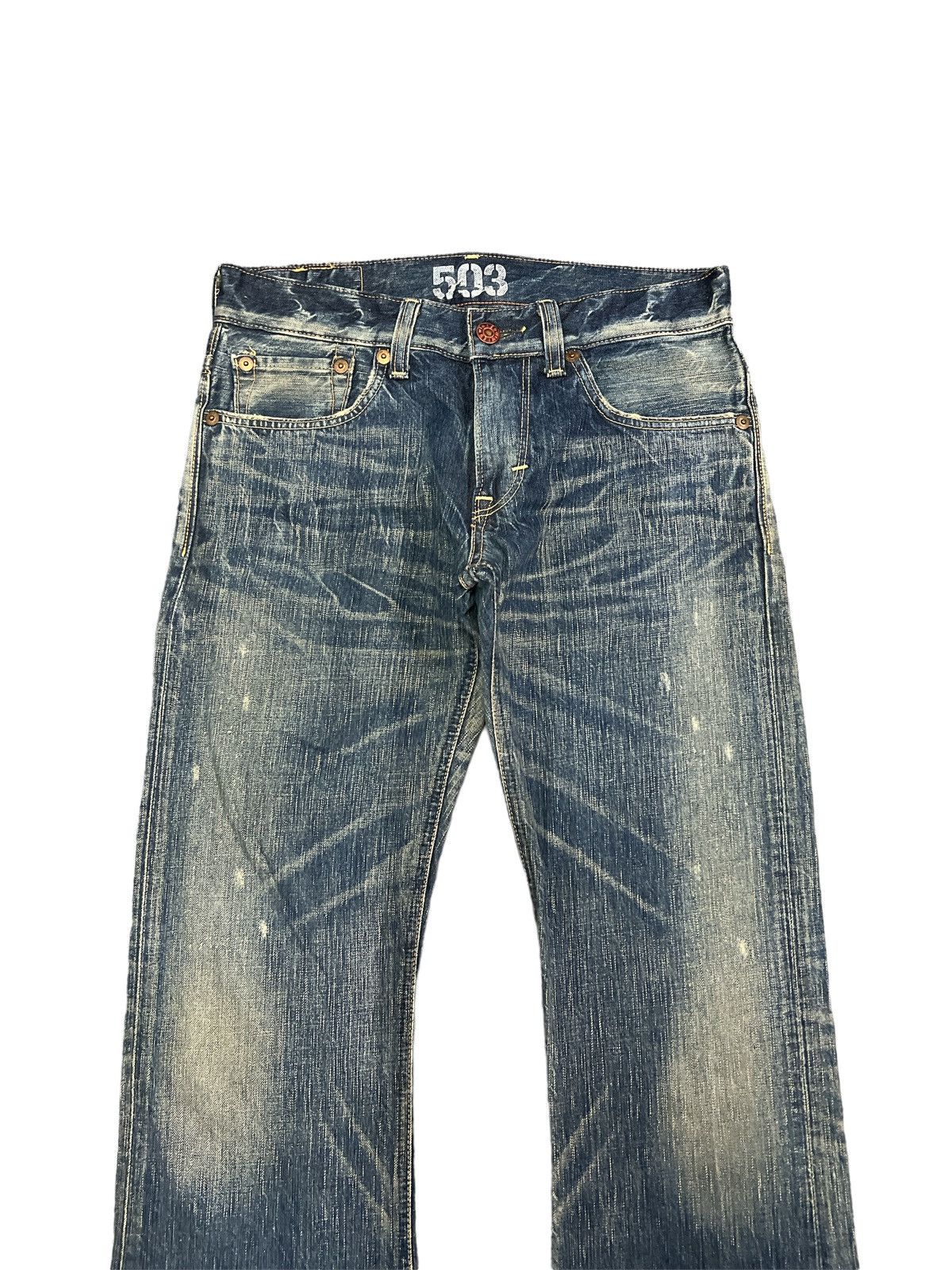 Japanese Brand FLARED💥EDWIN 503 DISTRESSED DENIM PANT Size US 30 / EU 46 - 3 Thumbnail