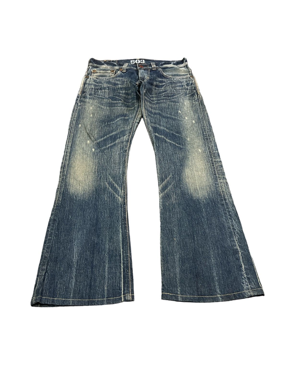 Japanese Brand FLARED💥EDWIN 503 DISTRESSED DENIM PANT Size US 30 / EU 46 - 2 Thumbnail