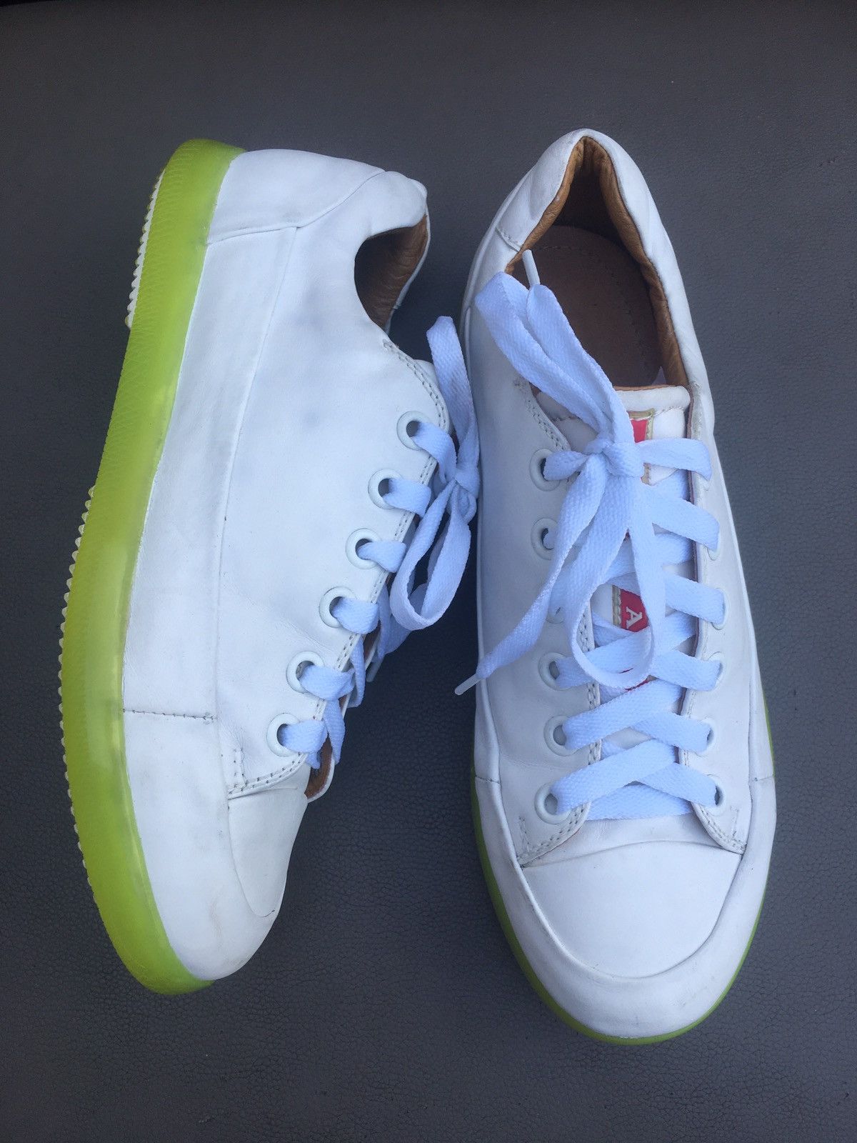 white prada leather