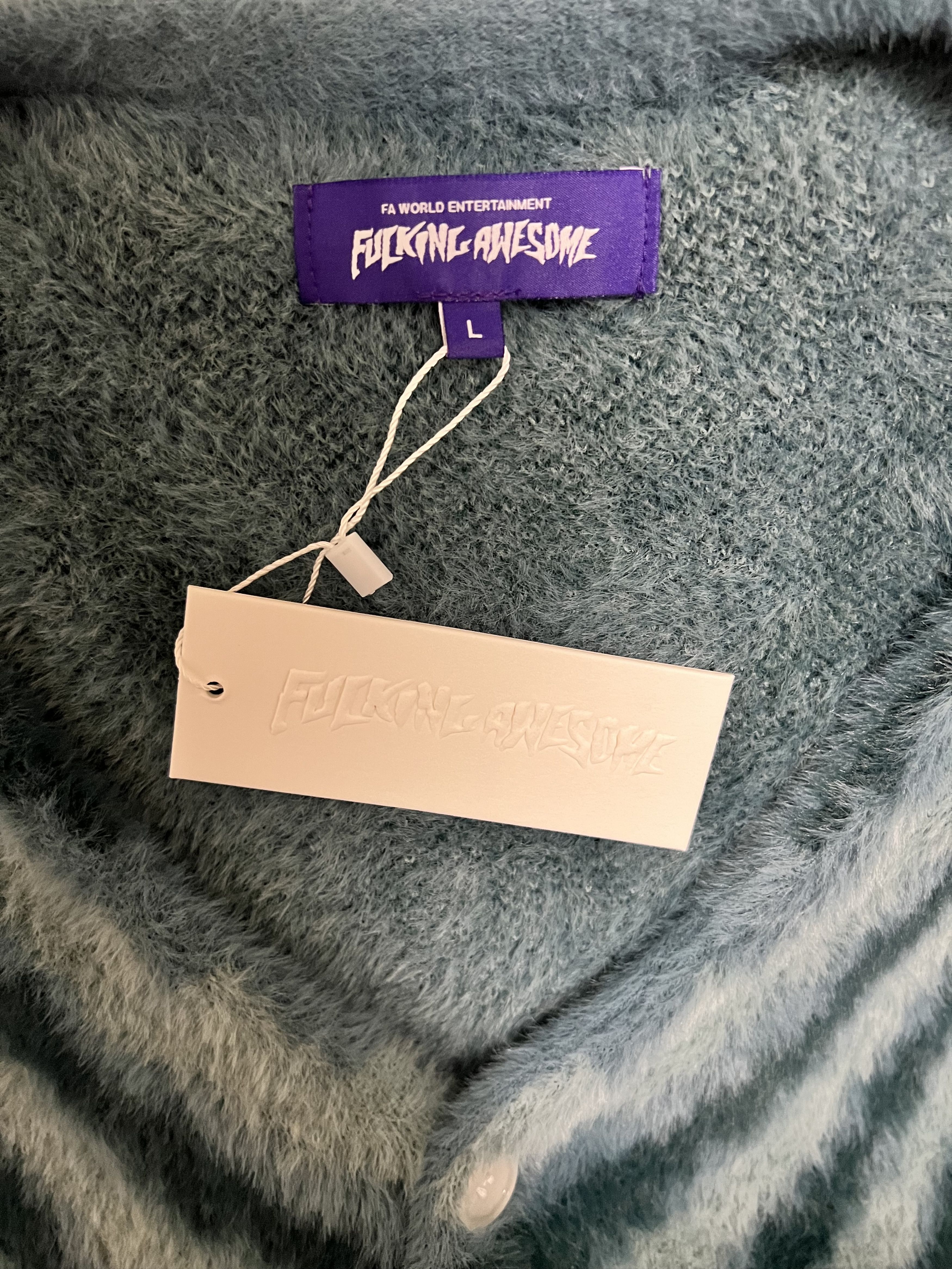 Fucking Awesome 💚 SS21 Fucking Awesome Acid Hairy Cardigan Teal Blue NEW Size US L / EU 52-54 / 3 - 10 Thumbnail