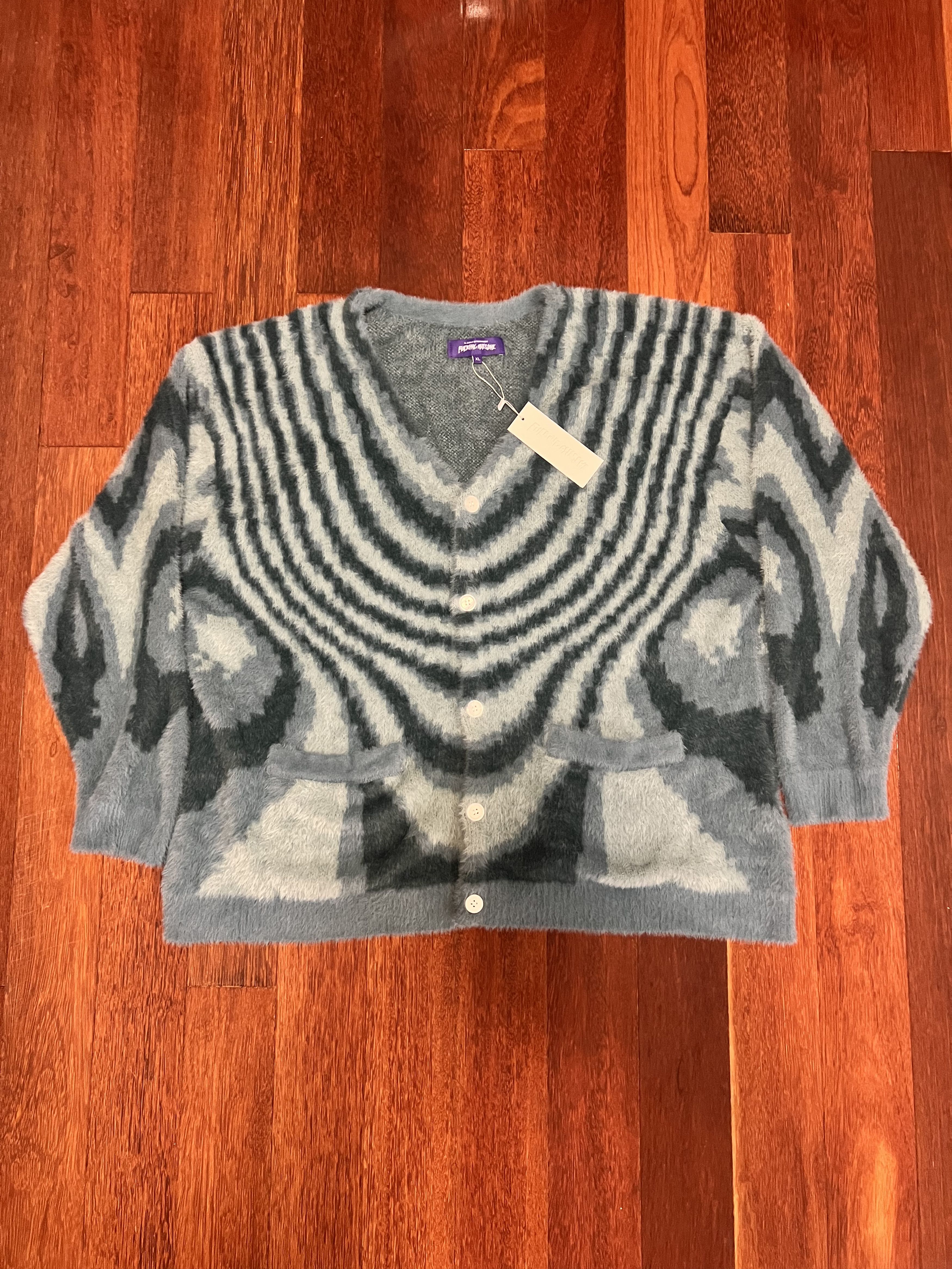 Fucking Awesome 💚 SS21 Fucking Awesome Acid Hairy Cardigan Teal Blue NEW Size US L / EU 52-54 / 3 - 8 Thumbnail