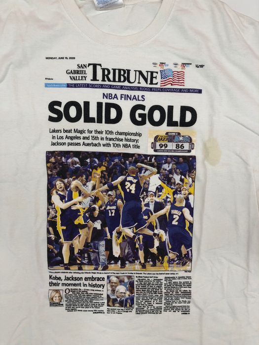 Vintage Rare 2009 Kobe Bryant NBA Champion Newspaper T-Shirt | Grailed