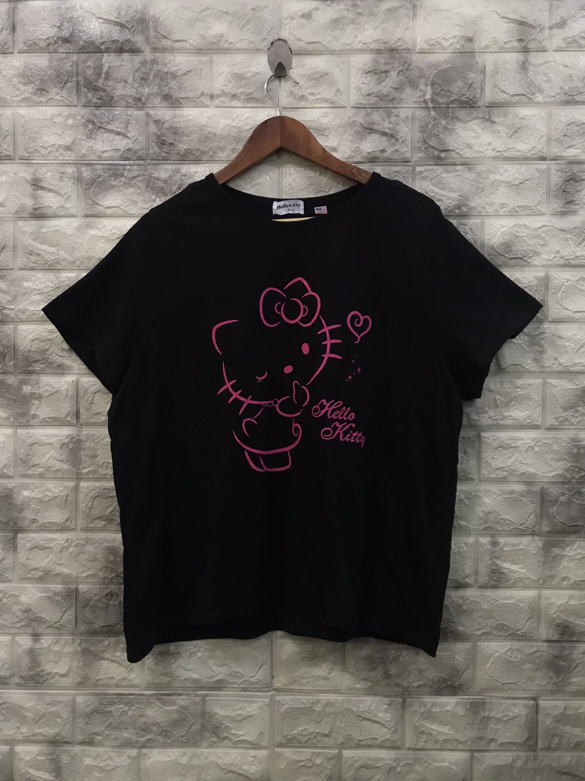 Anime Hello Kitty Logo Black T-Shirt Size L / US 10 / IT 46 - 2 Thumbnail
