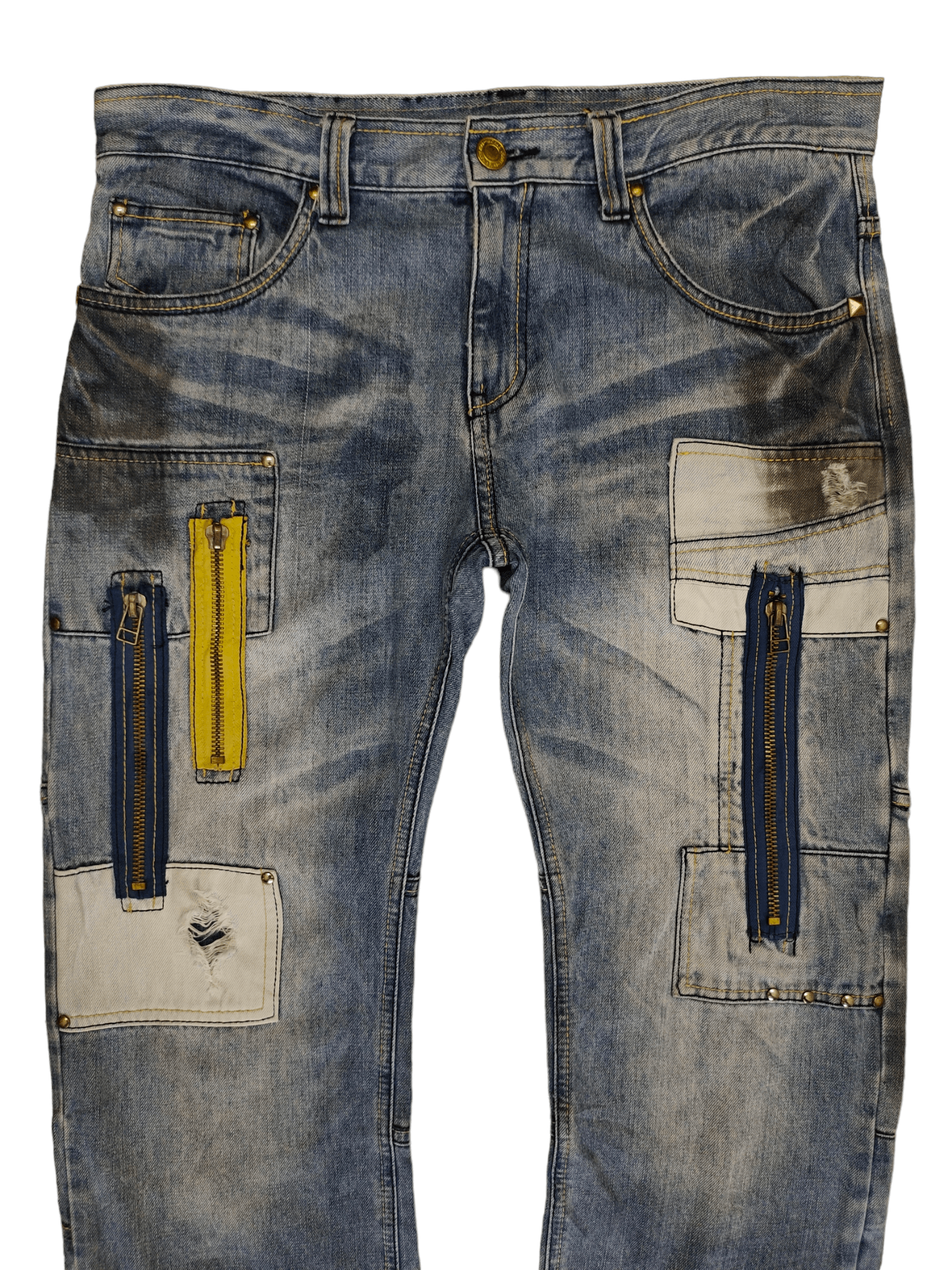 Hysteric Glamour × Undercover Twenty Works Japan Patchwork Zipper Denim Jeans Size US 37 - 2 Thumbnail