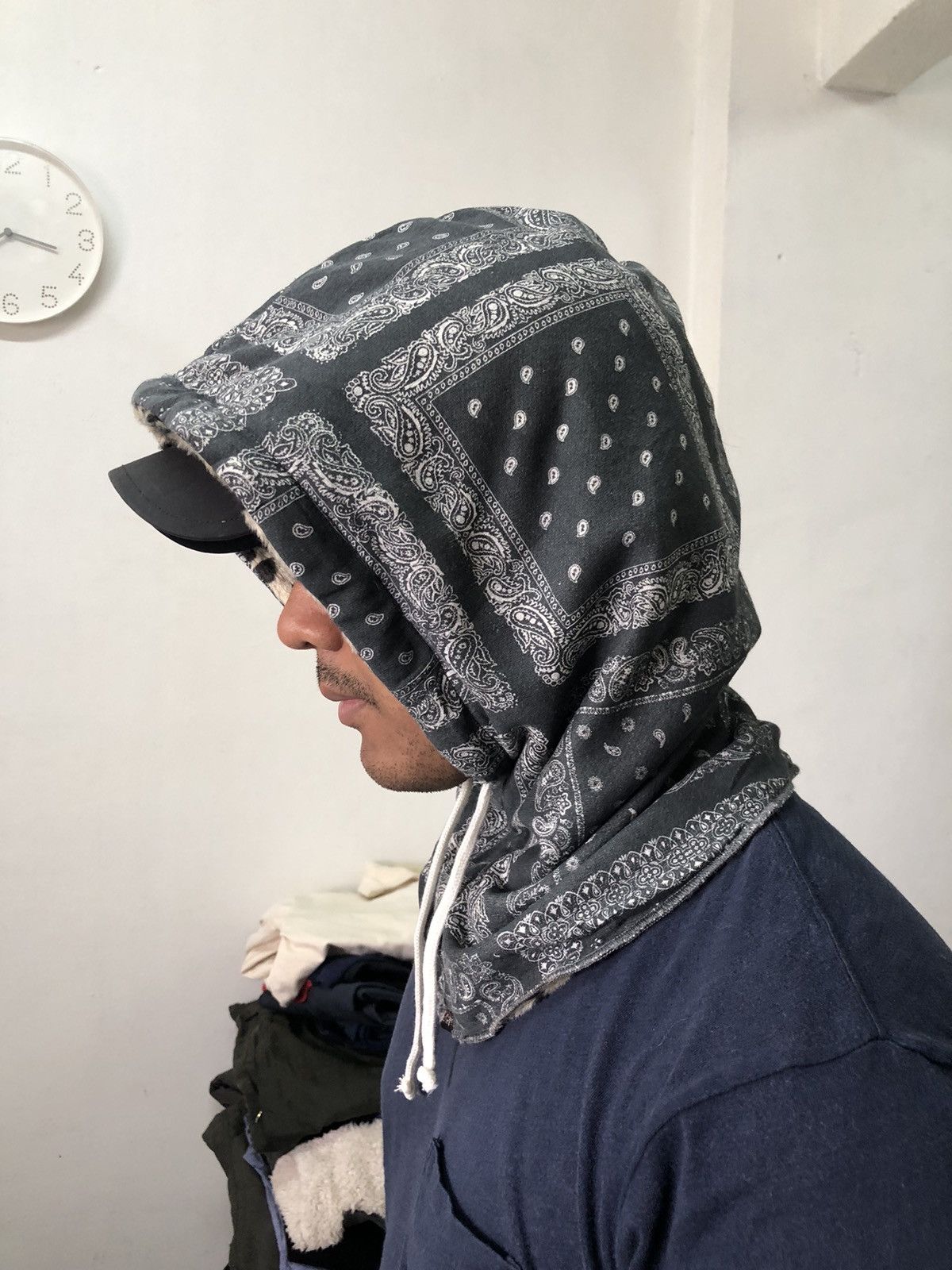 Japanese Brand Vintage Kabri Paisley Balaclava Hoodie Like Kapital Size ONE SIZE - 2 Thumbnail
