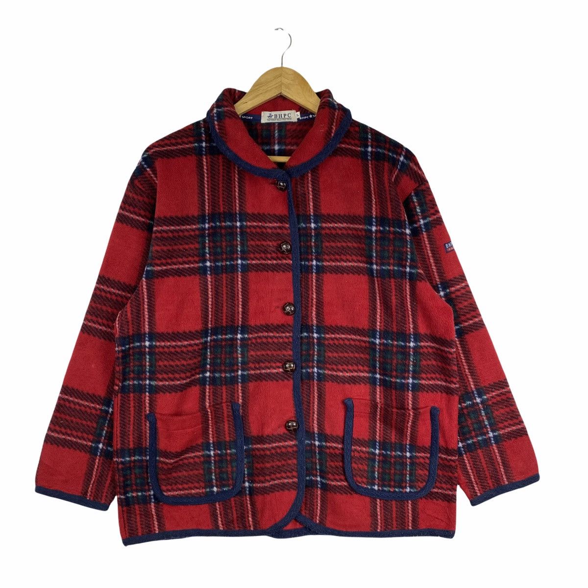 Beverly Hills Polo Club × Vintage Vintage BHPC Small Logo Checkered Tartan Fleece Sweater Size US L / EU 52-54 / 3 - 1 Thumbnail