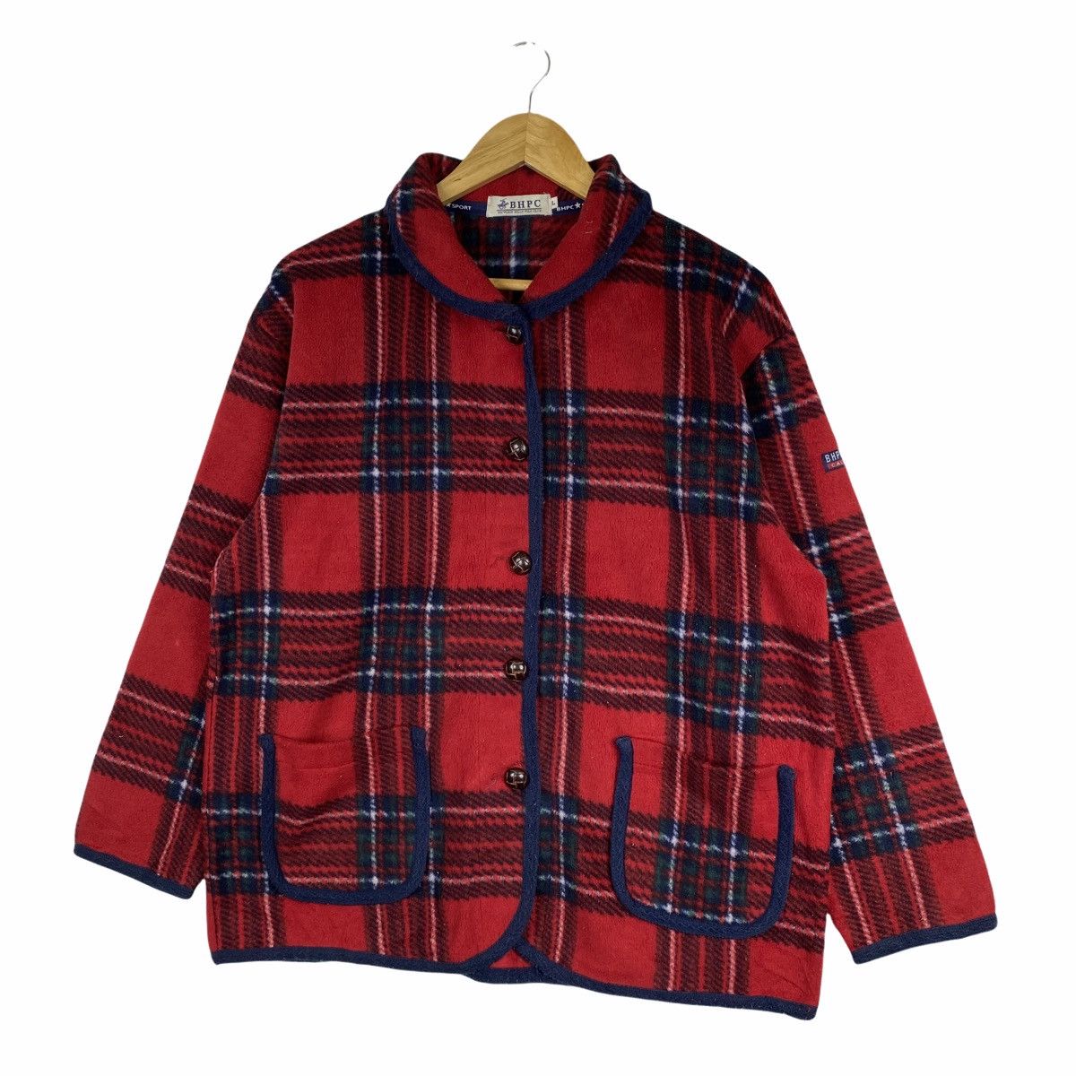 Beverly Hills Polo Club × Vintage Vintage BHPC Small Logo Checkered Tartan Fleece Sweater Size US L / EU 52-54 / 3 - 3 Thumbnail
