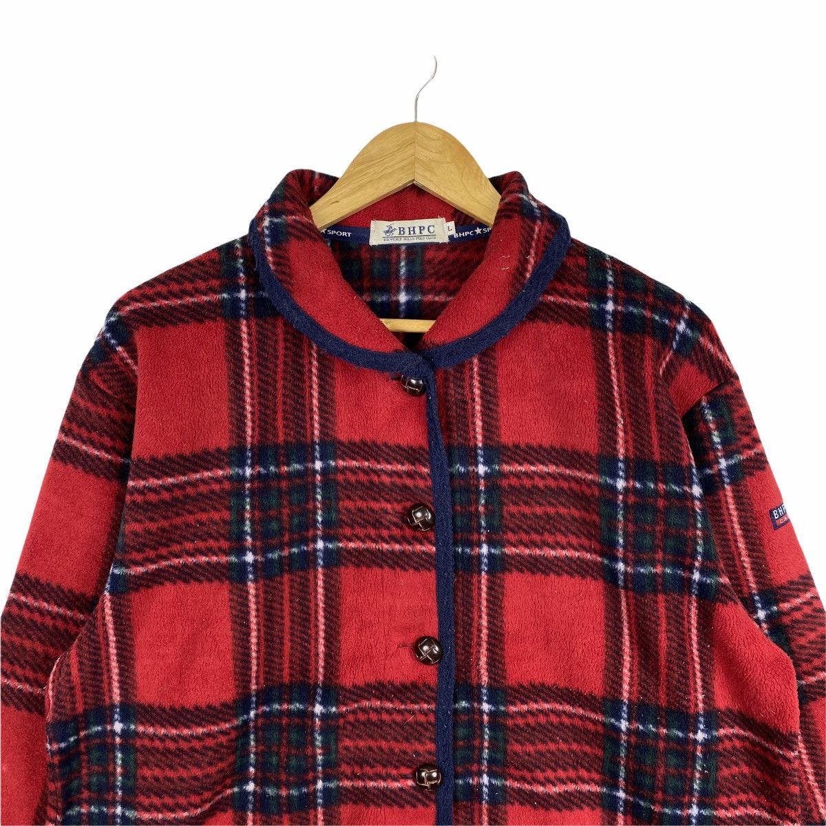 Beverly Hills Polo Club × Vintage Vintage BHPC Small Logo Checkered Tartan Fleece Sweater Size US L / EU 52-54 / 3 - 4 Thumbnail