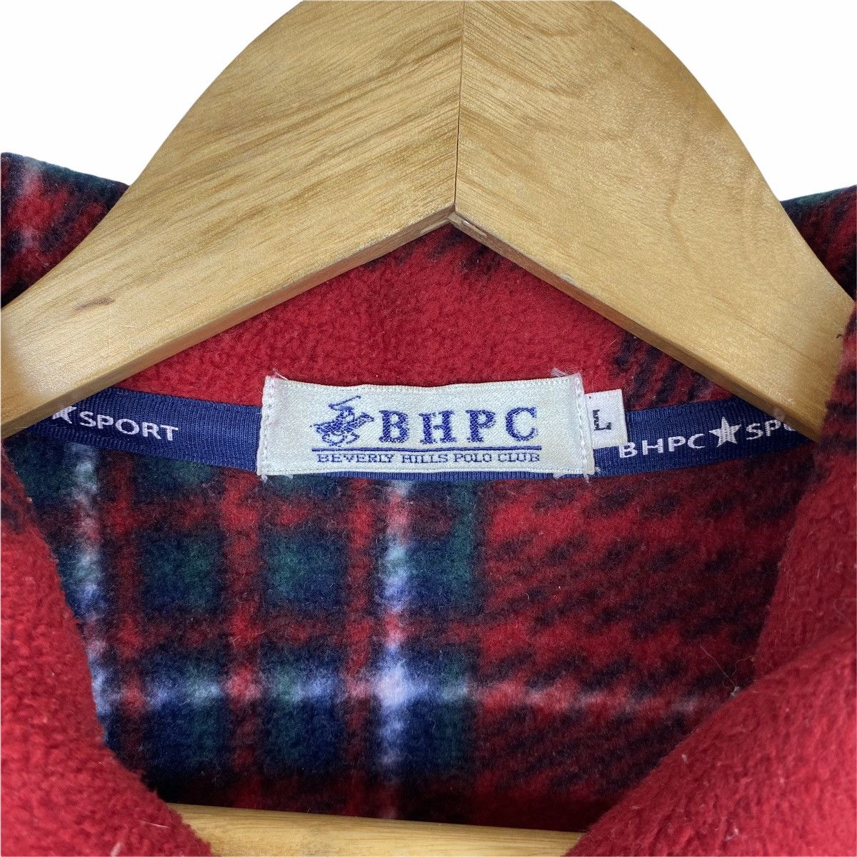 Beverly Hills Polo Club × Vintage Vintage BHPC Small Logo Checkered Tartan Fleece Sweater Size US L / EU 52-54 / 3 - 6 Thumbnail