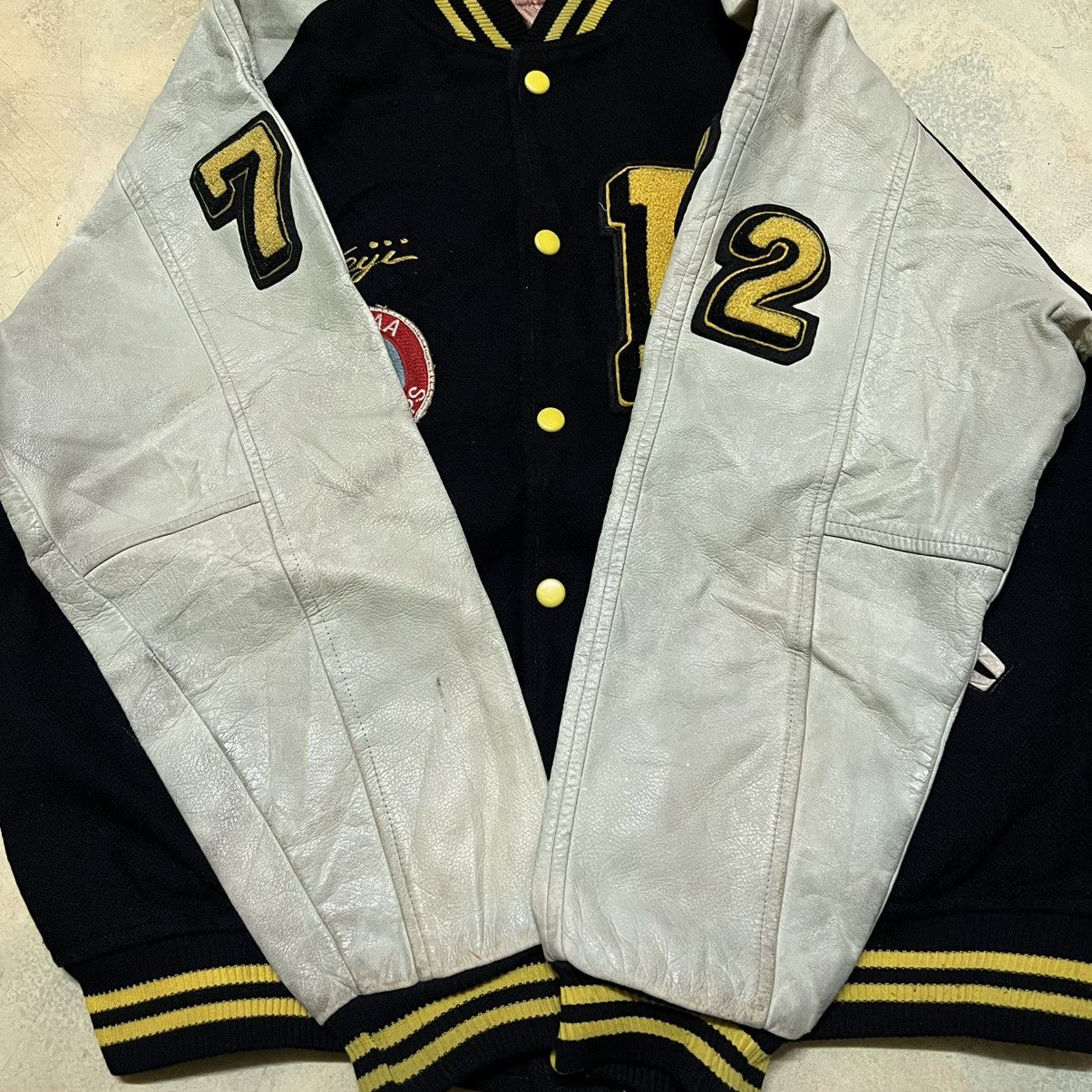 Japanese Brand Vintage Varsity Jacket Leather Sleeve Size US L / EU 52-54 / 3 - 13 Thumbnail