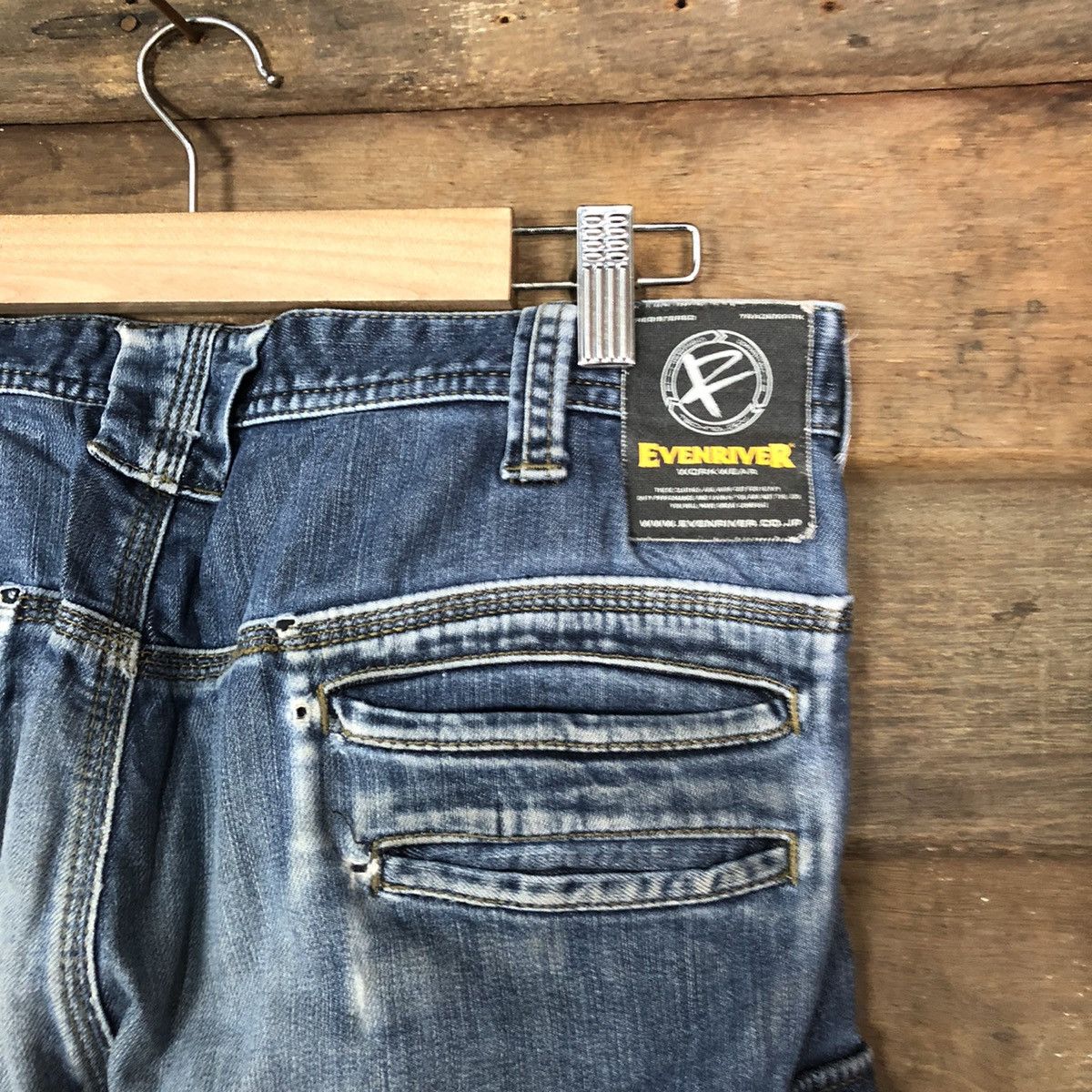Japanese Brand Even River Cargo multipocket distressed Denim Pants #4523 Size US 31 - 15 Thumbnail