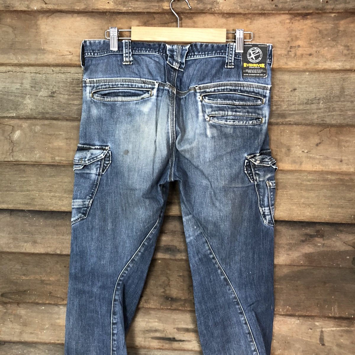 Japanese Brand Even River Cargo multipocket distressed Denim Pants #4523 Size US 31 - 12 Thumbnail