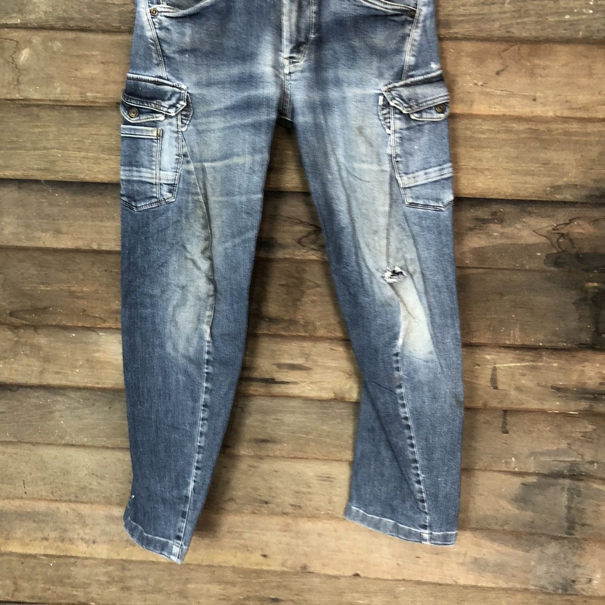 Japanese Brand Even River Cargo multipocket distressed Denim Pants #4523 Size US 31 - 3 Thumbnail