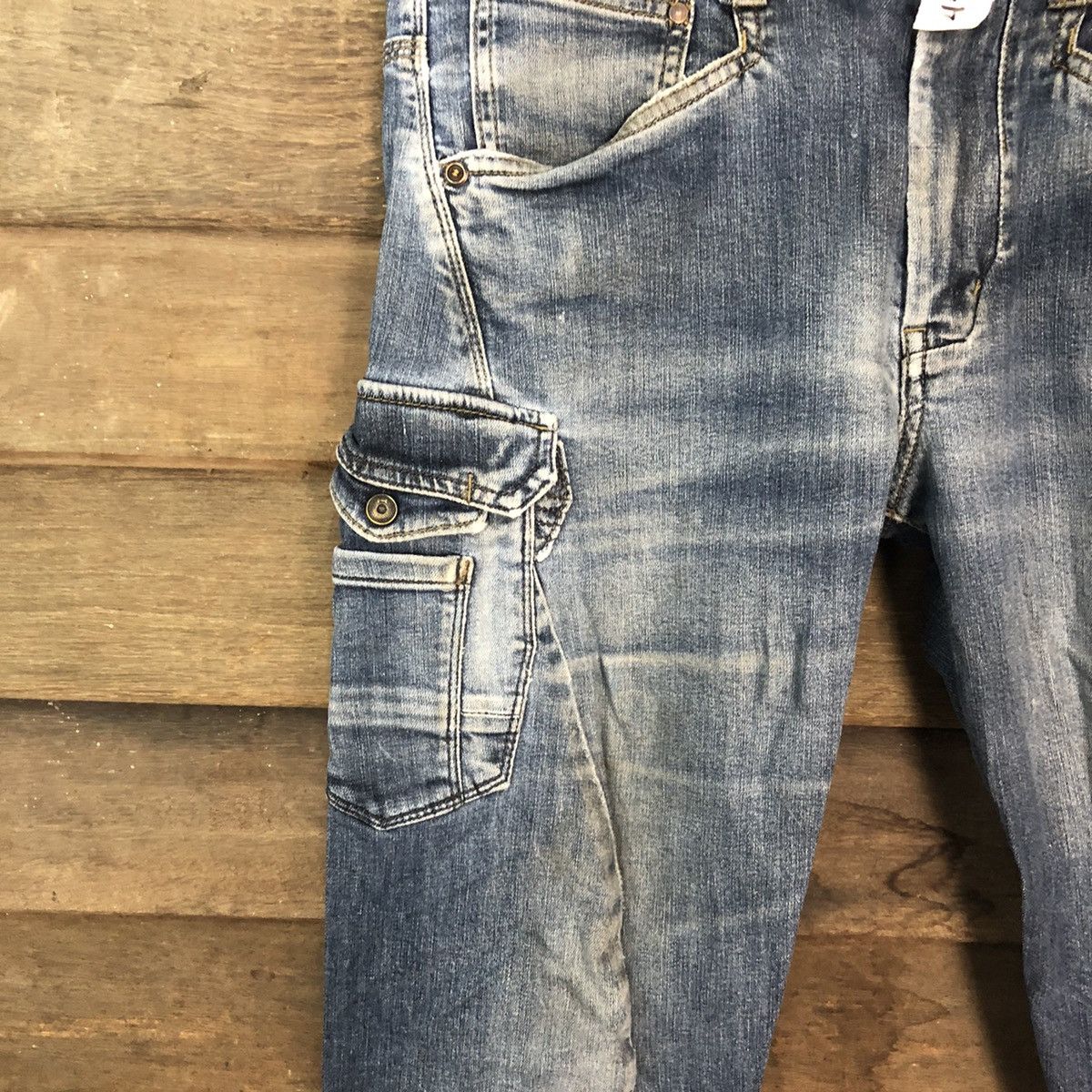 Japanese Brand Even River Cargo multipocket distressed Denim Pants #4523 Size US 31 - 6 Thumbnail
