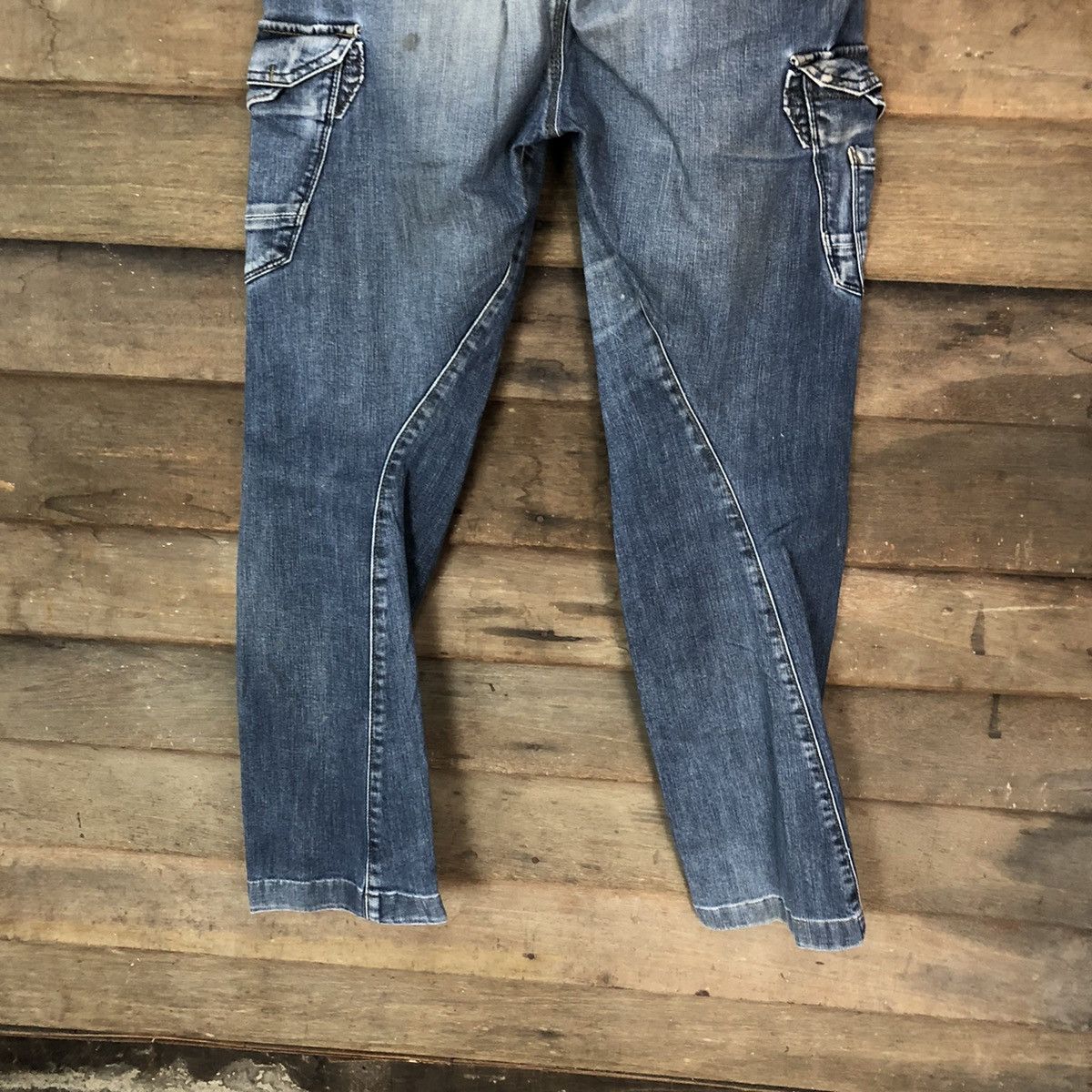 Japanese Brand Even River Cargo multipocket distressed Denim Pants #4523 Size US 31 - 13 Thumbnail