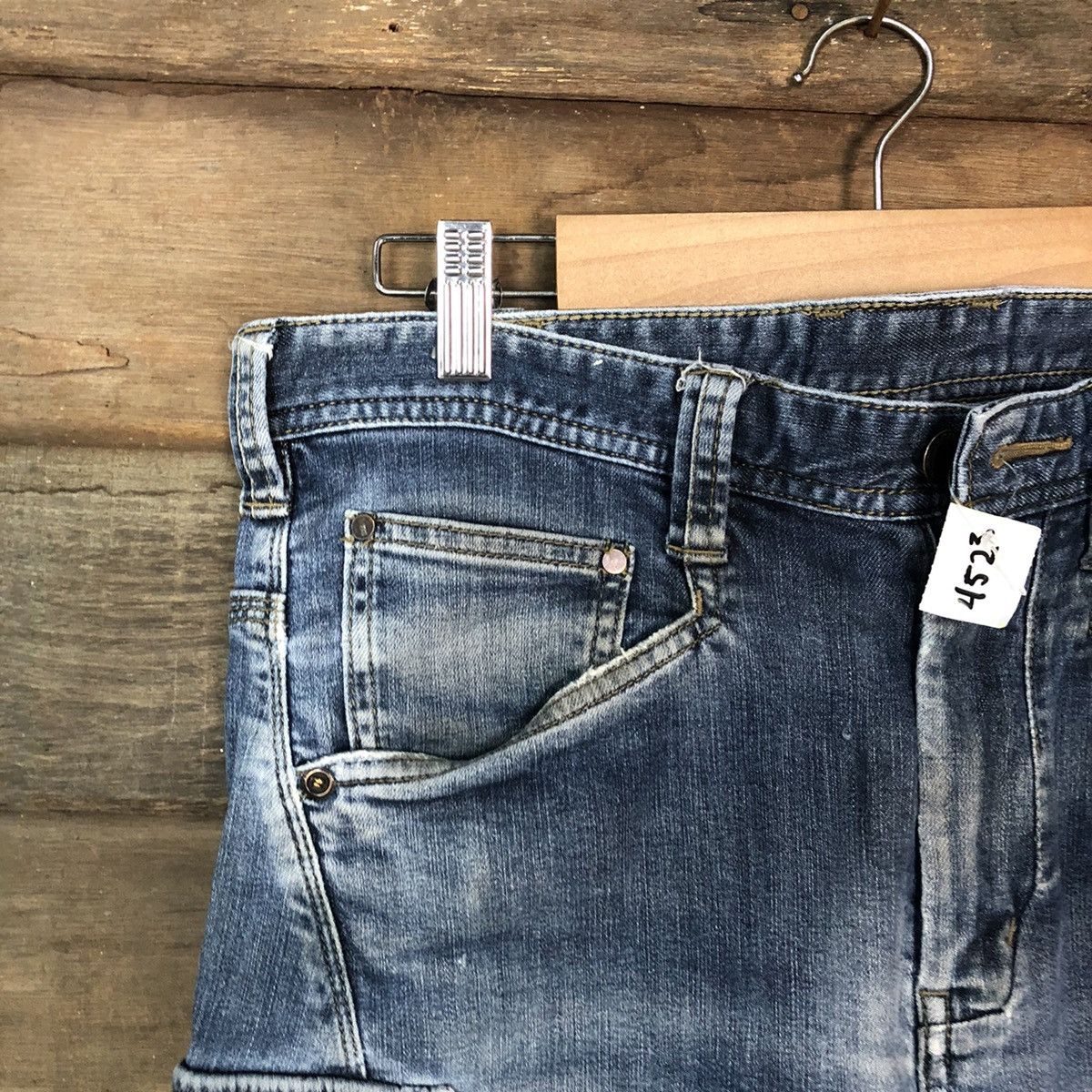 Japanese Brand Even River Cargo multipocket distressed Denim Pants #4523 Size US 31 - 4 Thumbnail