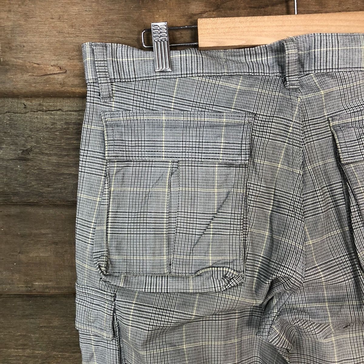 Japanese Brand Big Smitch Grey checkered utility Cargo Pants #4506 Size US 31 - 14 Thumbnail