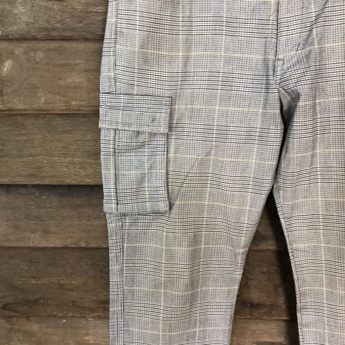 Japanese Brand Big Smitch Grey checkered utility Cargo Pants #4506 Size US 31 - 6 Thumbnail