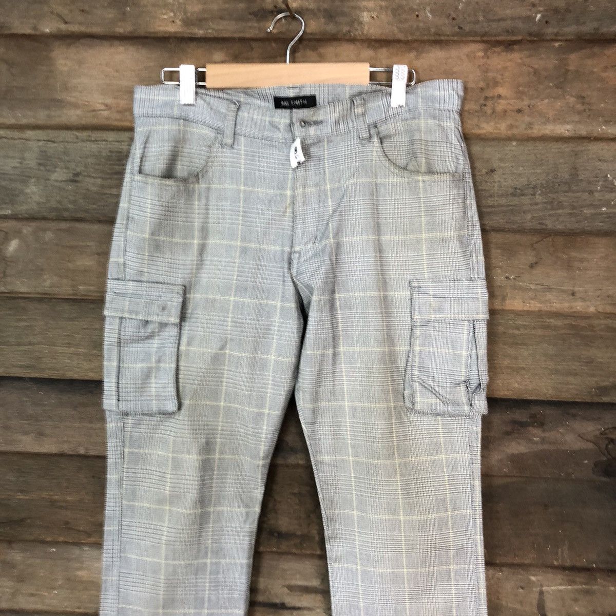 Japanese Brand Big Smitch Grey checkered utility Cargo Pants #4506 Size US 31 - 2 Thumbnail