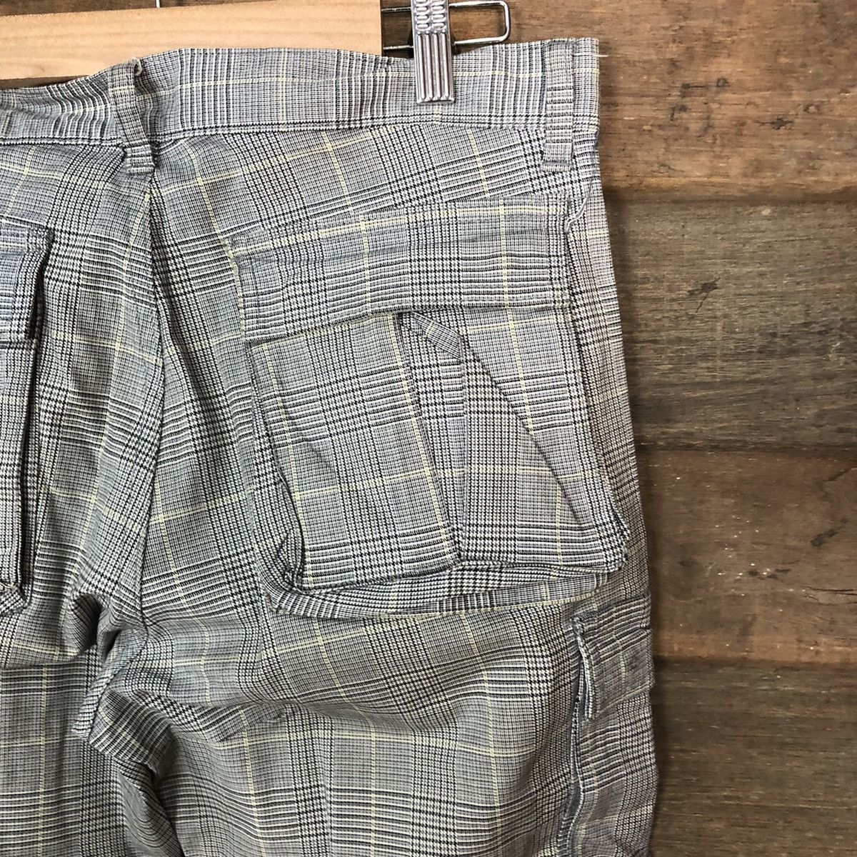 Japanese Brand Big Smitch Grey checkered utility Cargo Pants #4506 Size US 31 - 15 Thumbnail