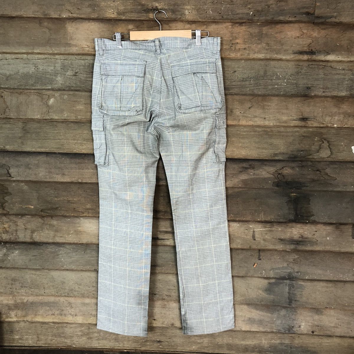 Japanese Brand Big Smitch Grey checkered utility Cargo Pants #4506 Size US 31 - 11 Thumbnail