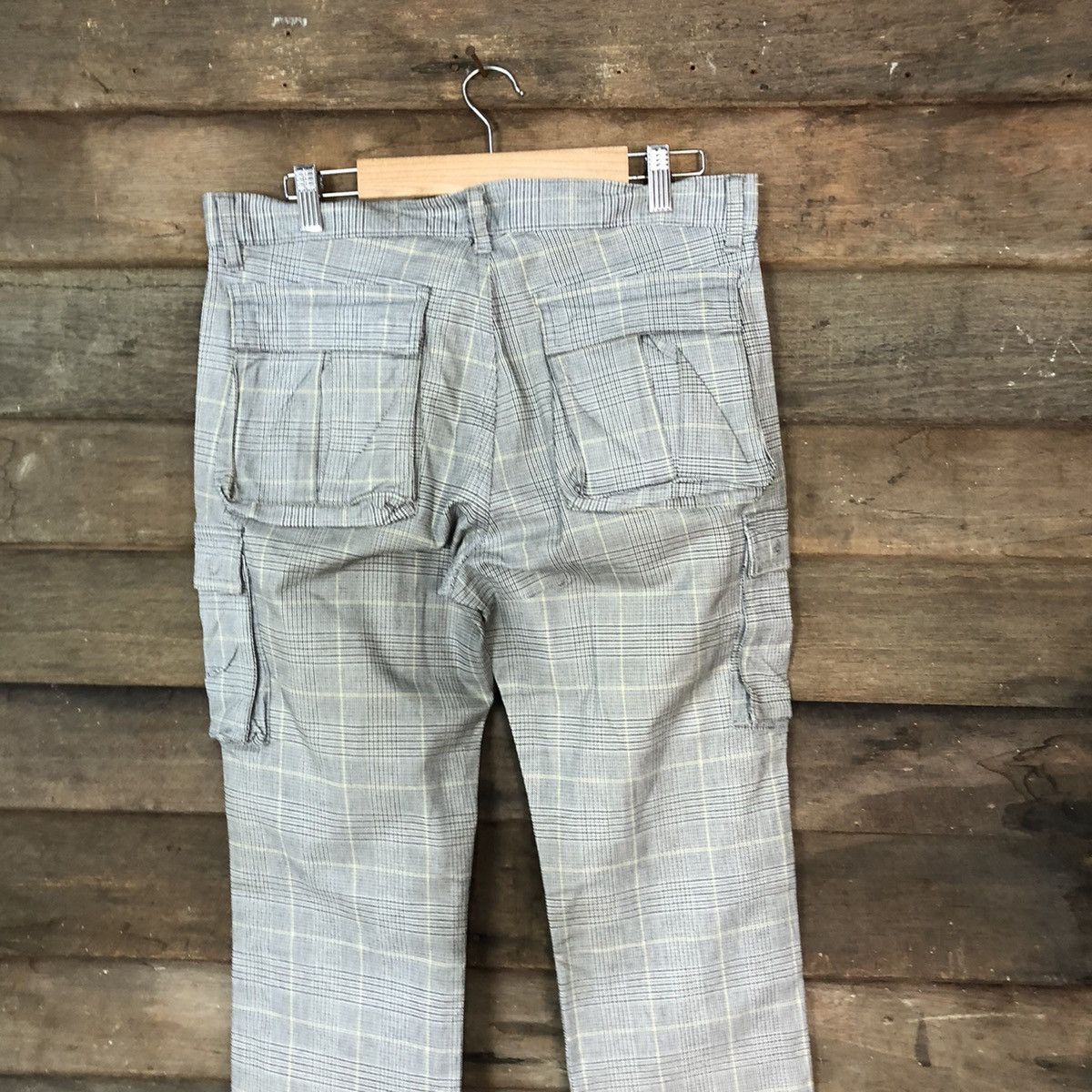 Japanese Brand Big Smitch Grey checkered utility Cargo Pants #4506 Size US 31 - 12 Thumbnail