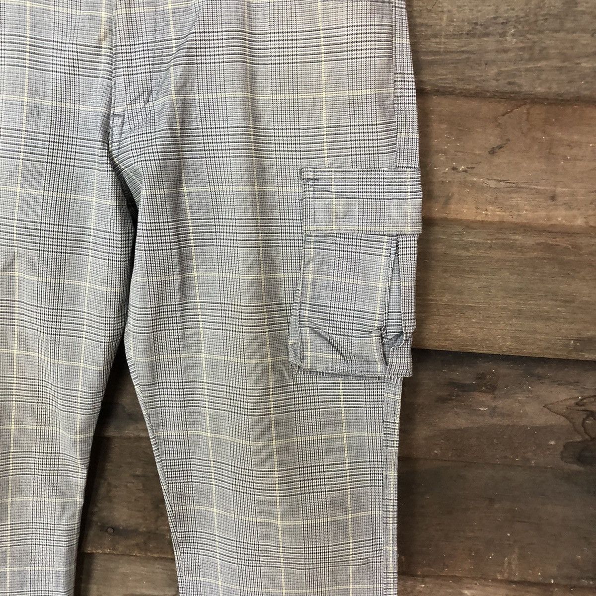 Japanese Brand Big Smitch Grey checkered utility Cargo Pants #4506 Size US 31 - 7 Thumbnail