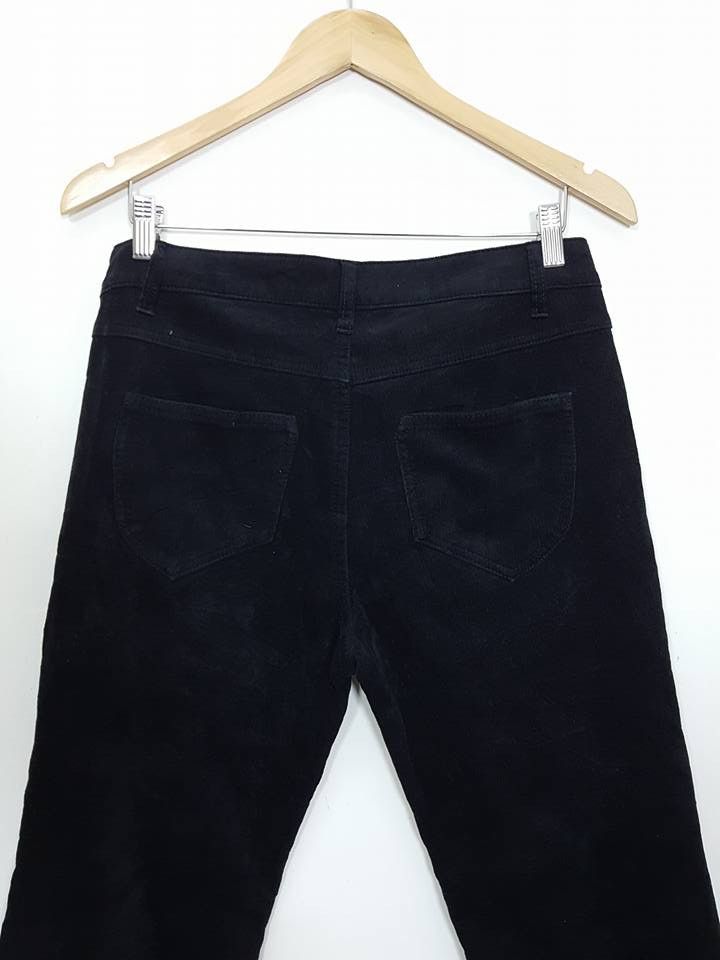 Masaki Matsushima Soft Corduroy Floral Inner Waist All Black Trouser Pant Size US 31 - 6 Thumbnail