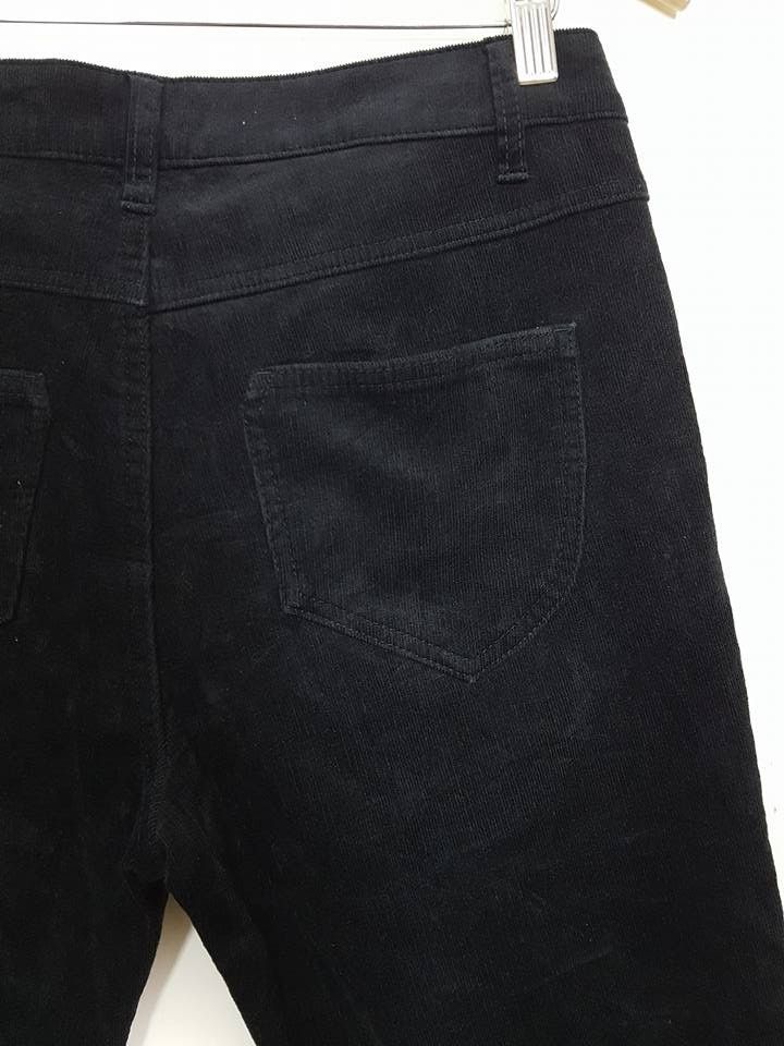 Masaki Matsushima Soft Corduroy Floral Inner Waist All Black Trouser Pant Size US 31 - 7 Thumbnail