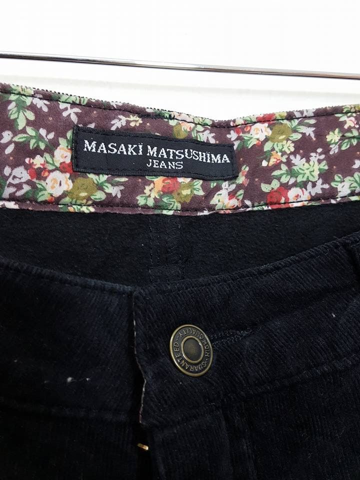 Masaki Matsushima Soft Corduroy Floral Inner Waist All Black Trouser Pant Size US 31 - 5 Thumbnail