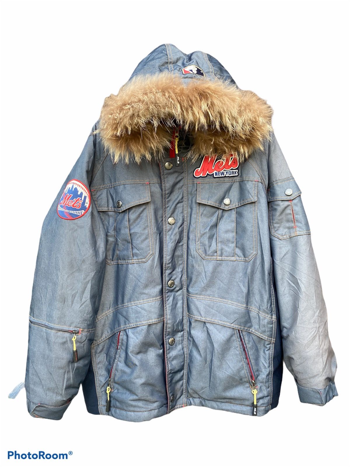 image of Vintage Mlb Mets Ski Jacket 5000Mm Waterproof in Light Blue, Men's (Size Large)