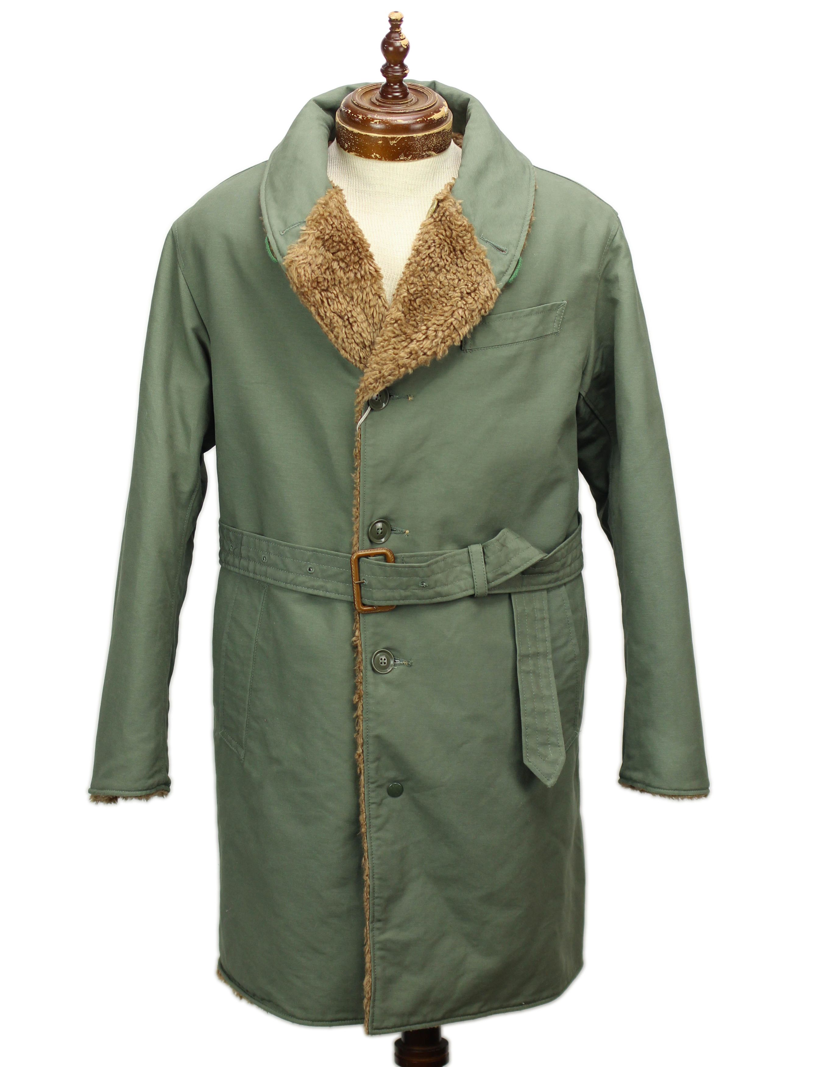 image of Engineered Garments New Fw18 Double Cloth/faux Fur Shawl Collar Reversible Coat in Olive/Khaki (Siz