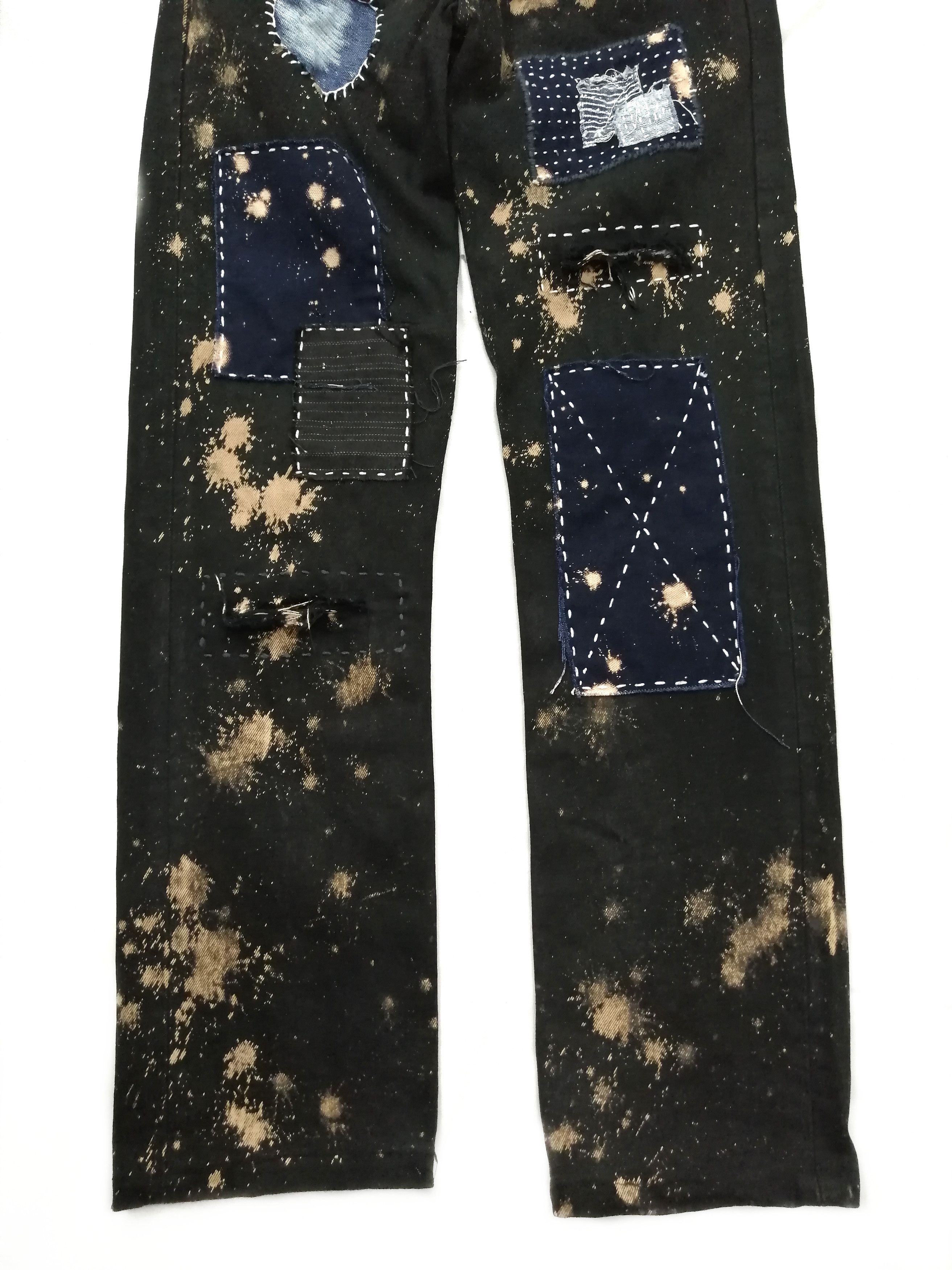 Levi's 🔥 Recustome Levi's Patchwork Distressed Asid Wash Jeans Size US 28 / EU 44 - 4 Thumbnail