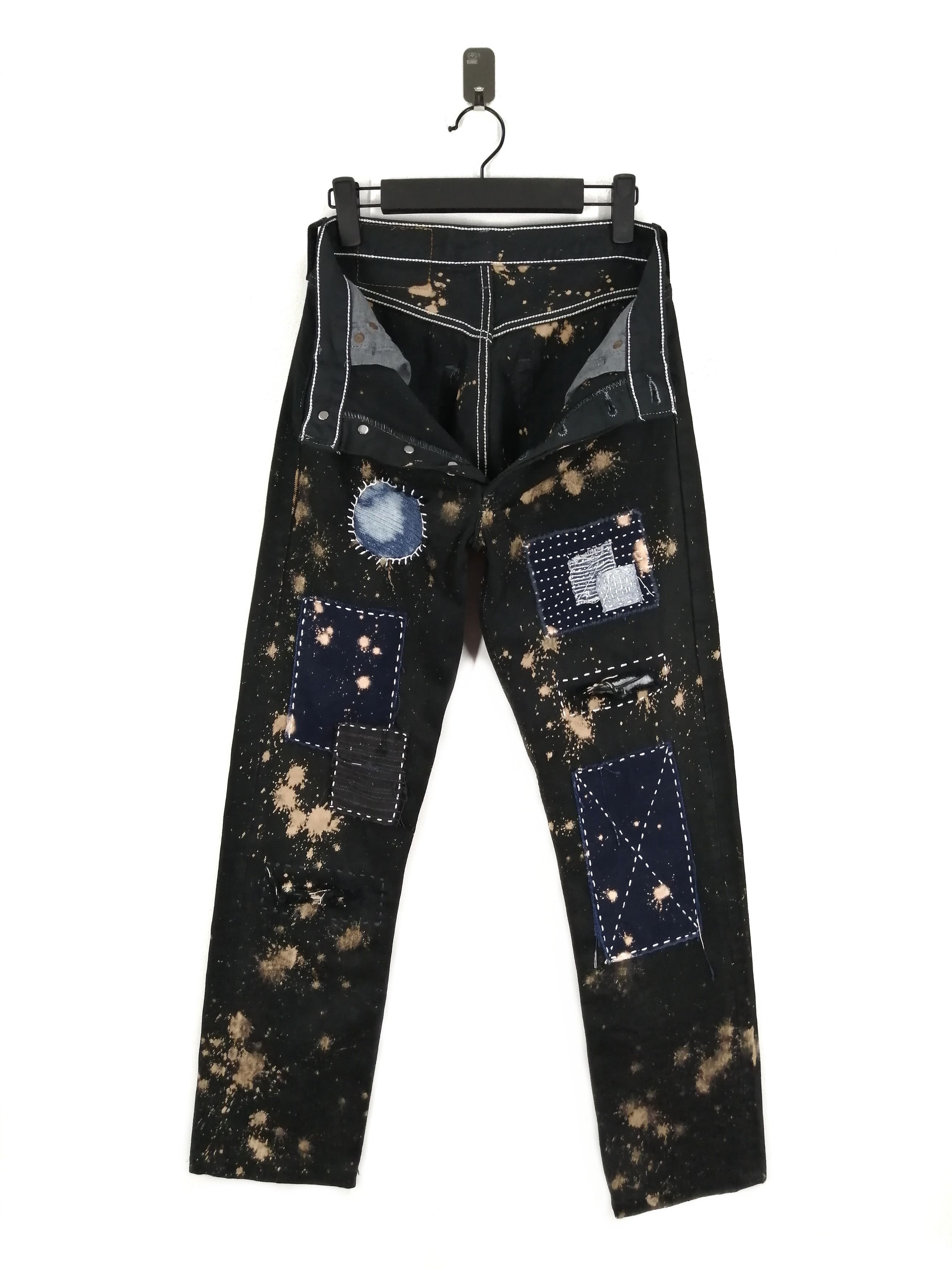 Levi's 🔥 Recustome Levi's Patchwork Distressed Asid Wash Jeans Size US 28 / EU 44 - 6 Thumbnail
