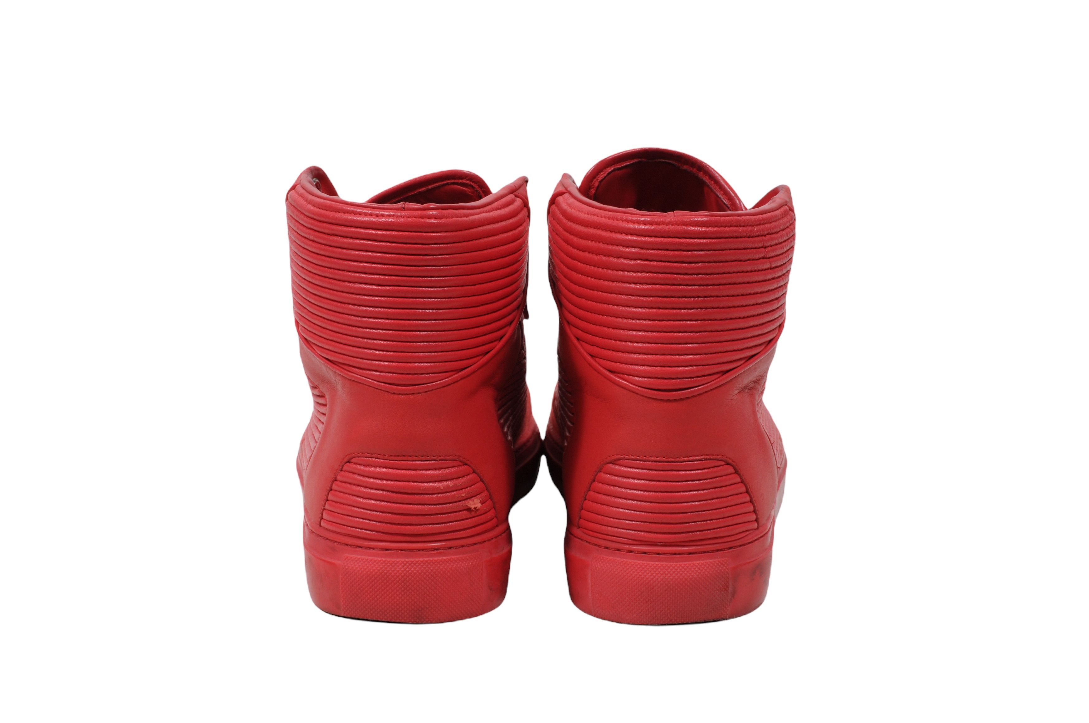 Balenciaga Red Pleated Leather Suede High Top Sneakers Size US 11 / EU 44 - 6 Thumbnail