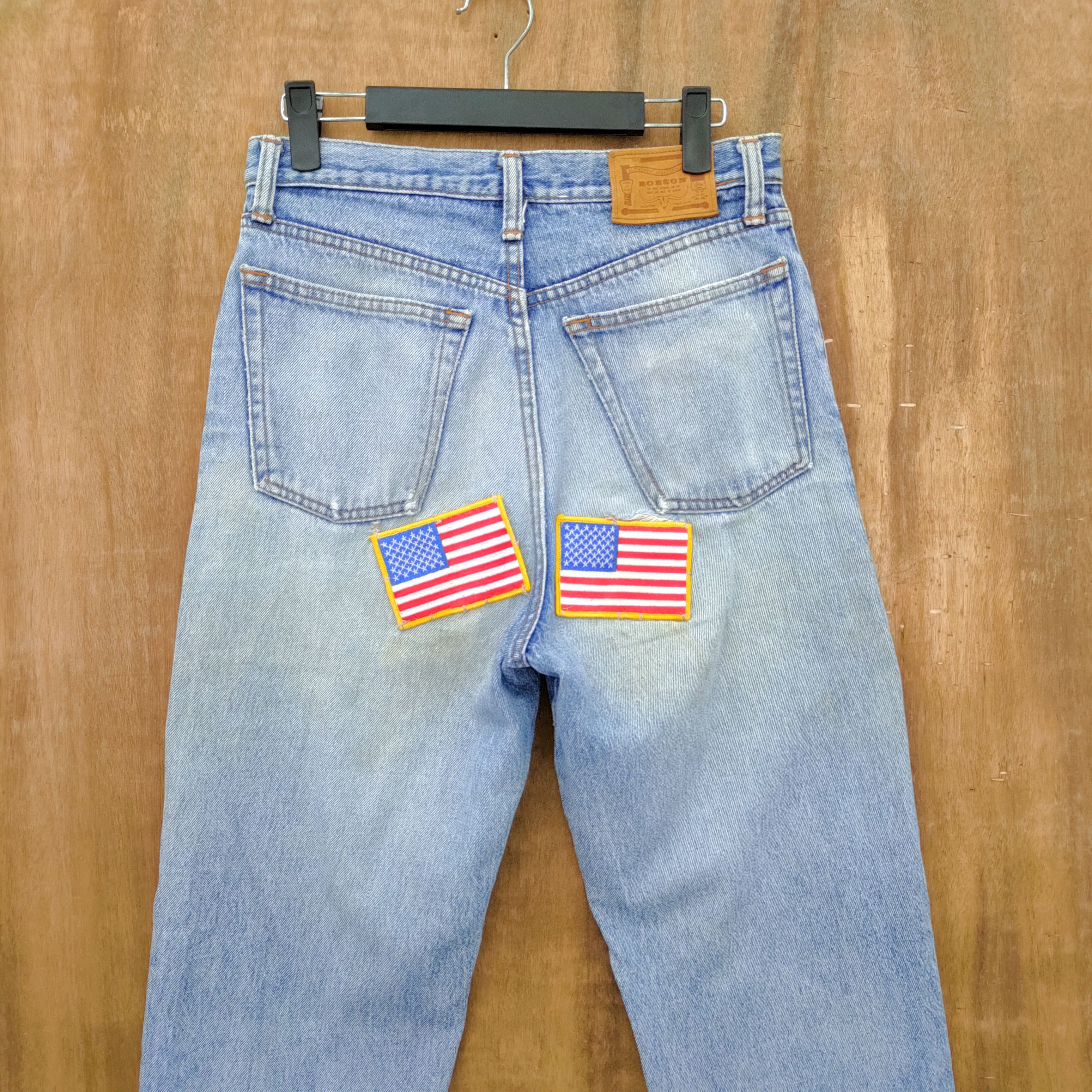 StraightFaded × Vintage BOBSON LIGHT BLUE JEANS/ PATCHWORK USA Size US 29 - 6 Thumbnail
