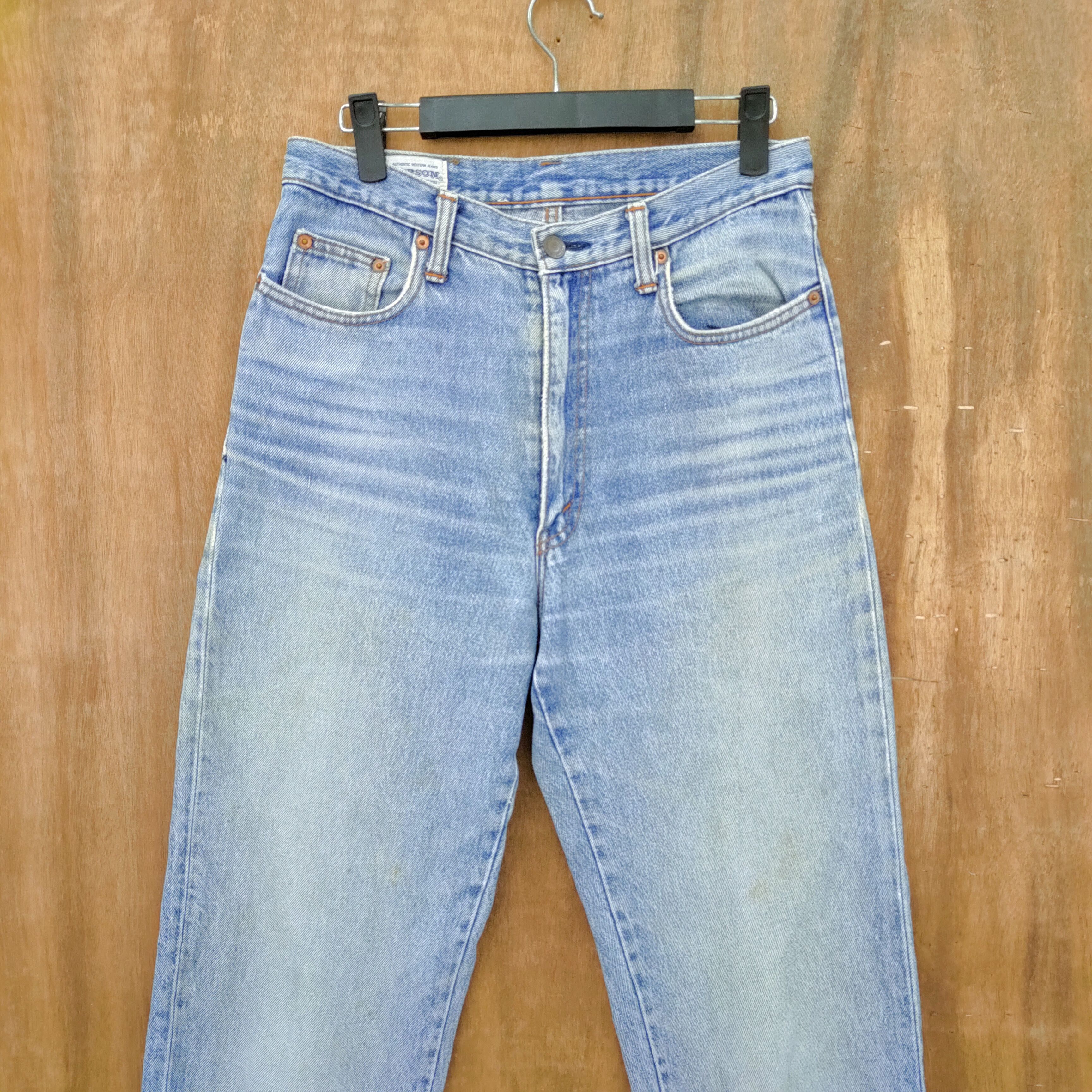 StraightFaded × Vintage BOBSON LIGHT BLUE JEANS/ PATCHWORK USA Size US 29 - 3 Thumbnail