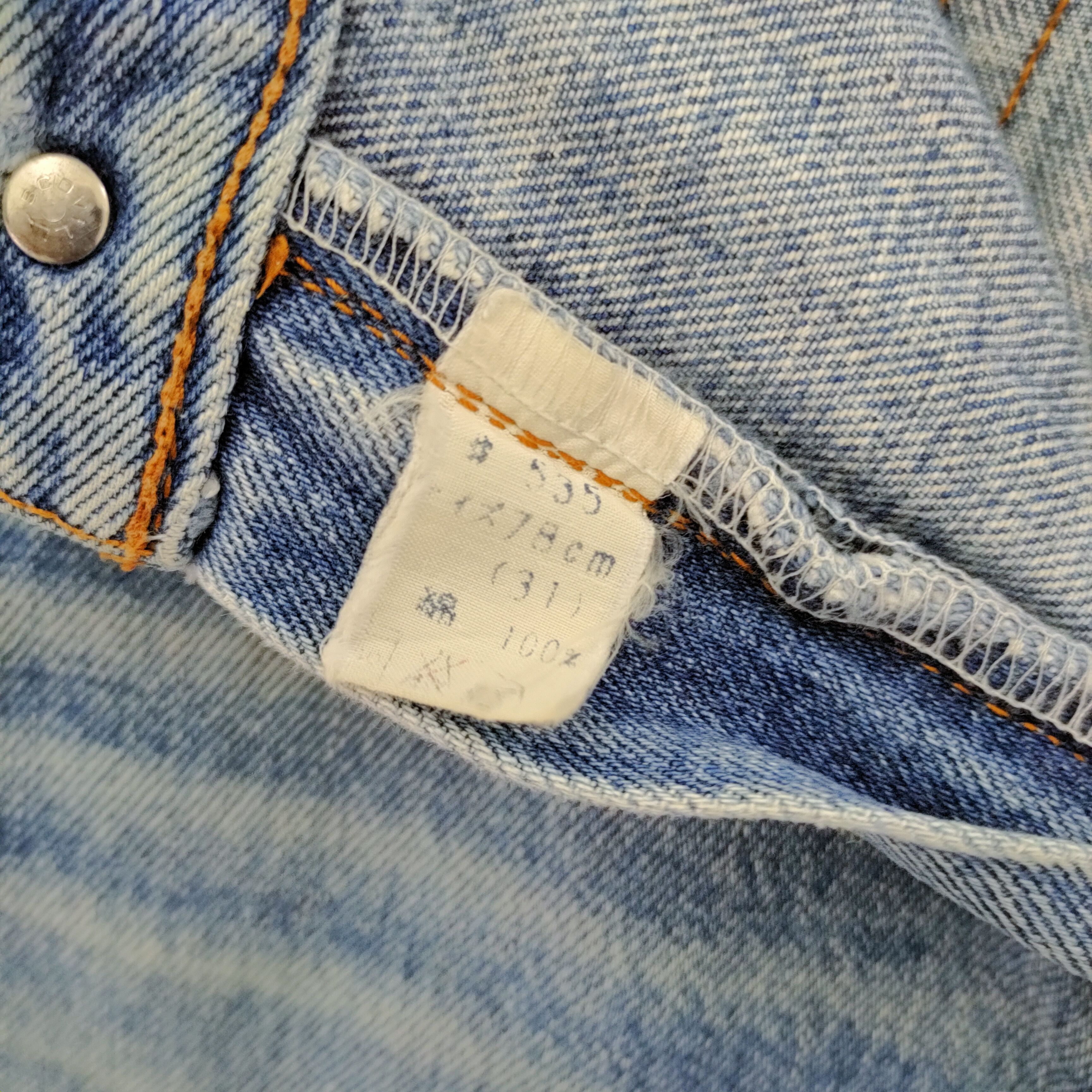 StraightFaded × Vintage BOBSON LIGHT BLUE JEANS/ PATCHWORK USA Size US 29 - 10 Thumbnail