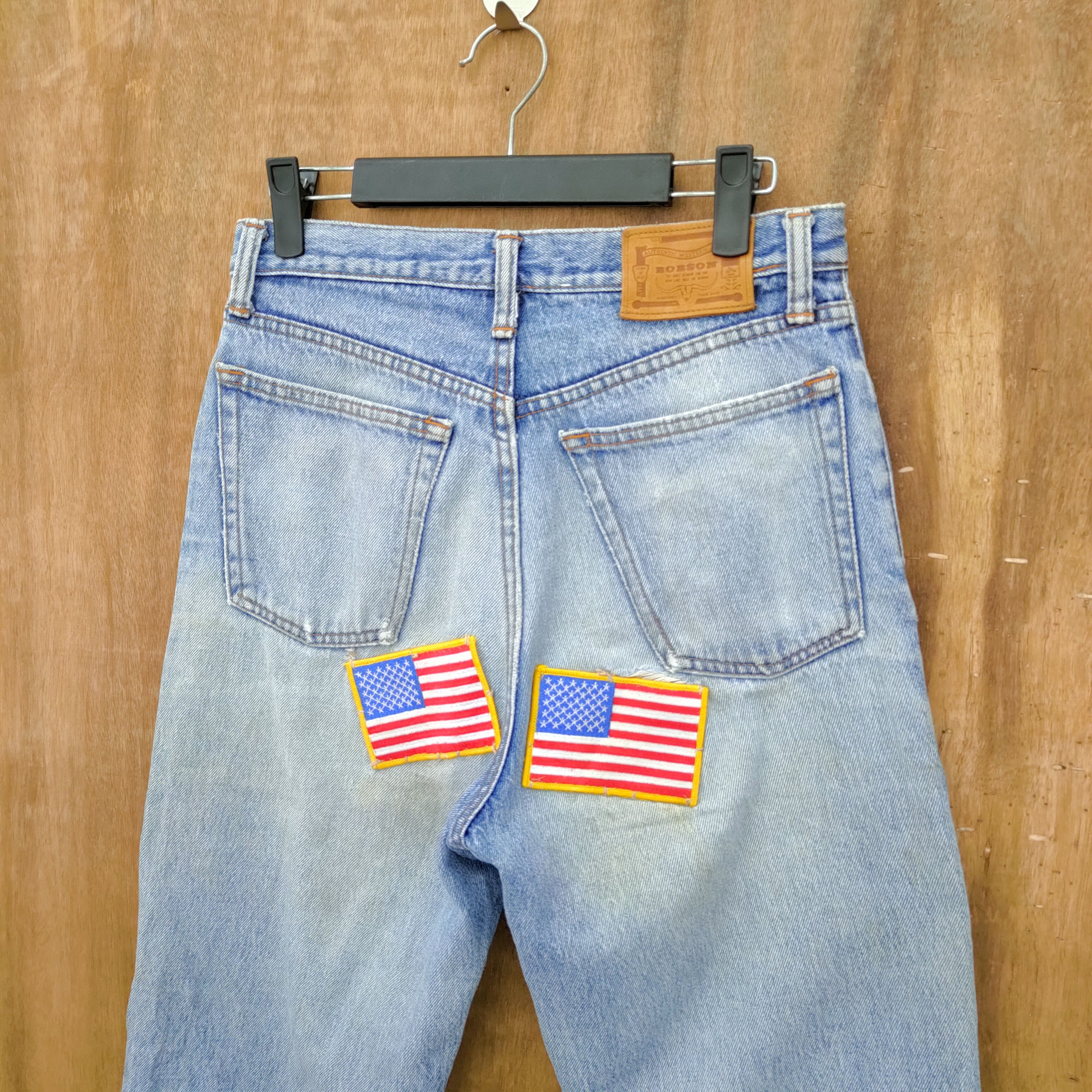 StraightFaded × Vintage BOBSON LIGHT BLUE JEANS/ PATCHWORK USA Size US 29 - 8 Thumbnail