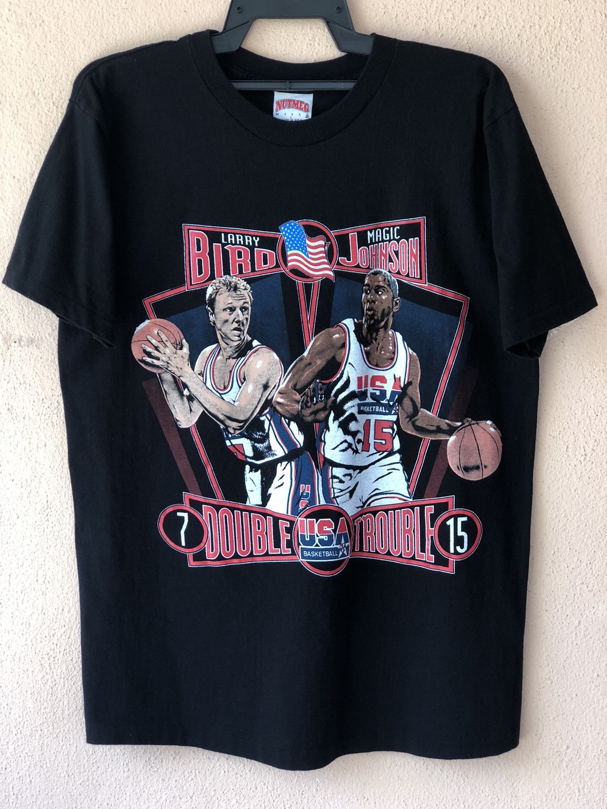 Vintage 90s Magic Johnson Larry Bird USA Basketball Tee