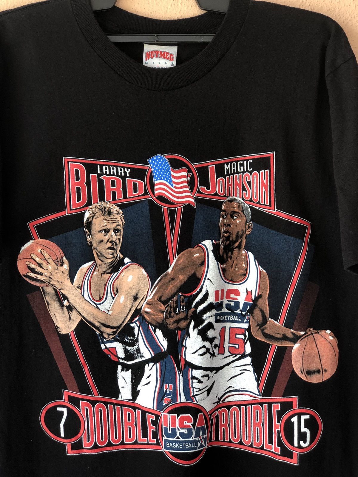 NBA Vintage 90s Magic Johnson Larry Bird USA Basketball Tee Size US L / EU 52-54 / 3 - 2 Thumbnail