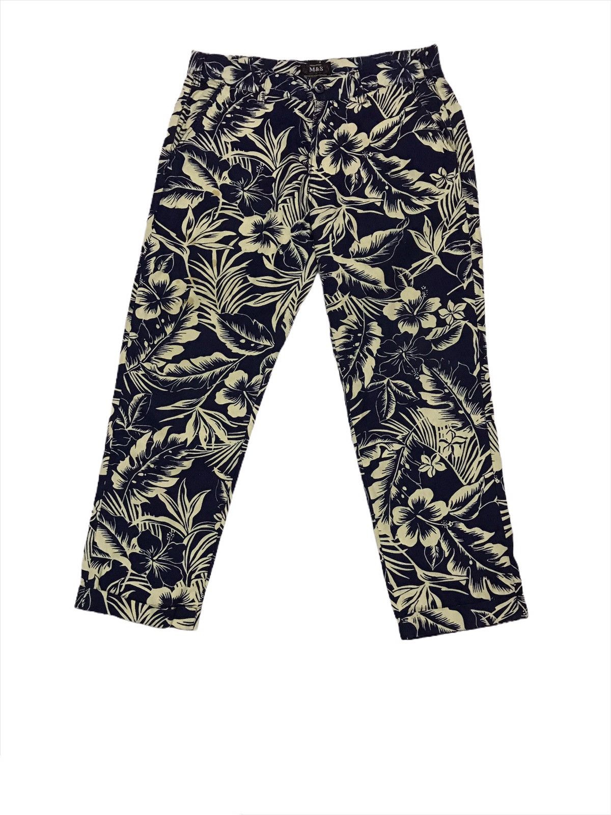 Designer Wellmade M&S Fullprinted Hawaii Motif Linen / Cotton Pants Size US 33 - 1 Thumbnail